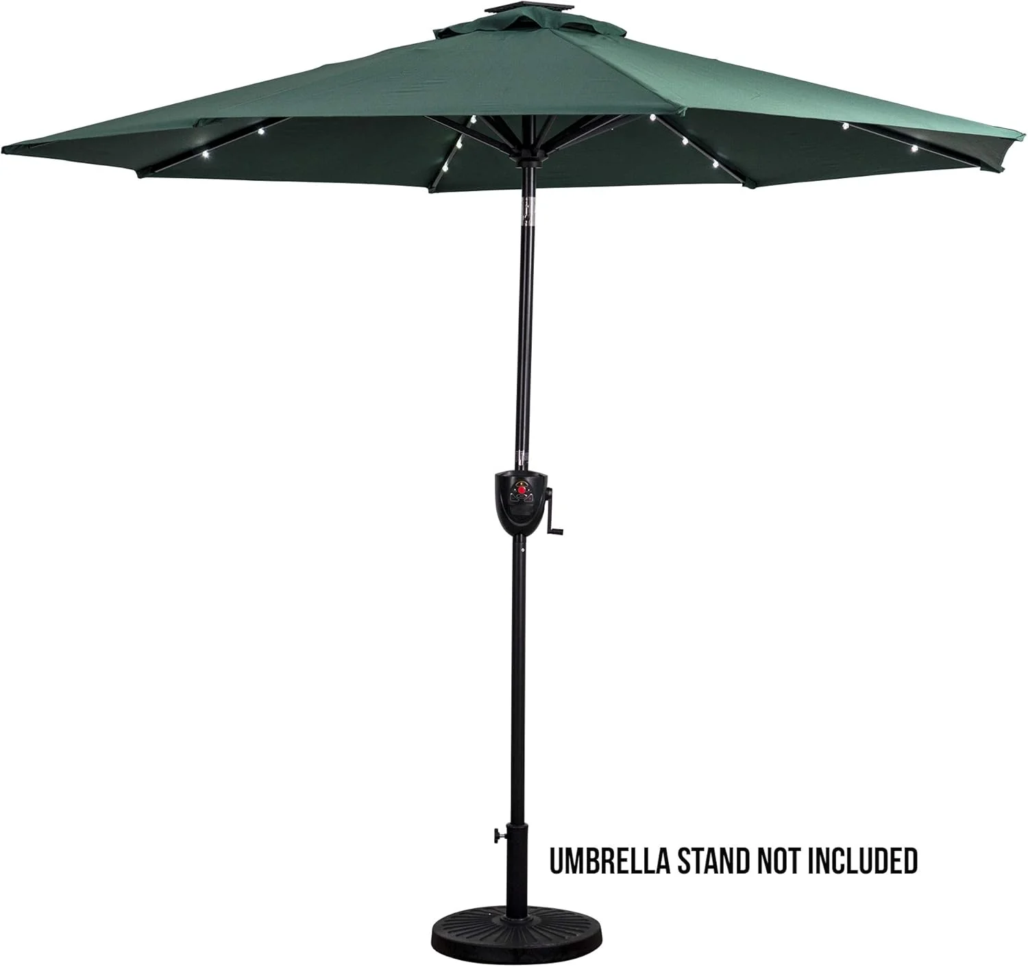 Image of Sun-Ray 9' Round 8Rib Aluminum Bluetooth Solar Lighted Umbrella - Hunter Green