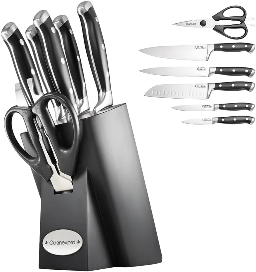 Image of ARTISAN 7-Piece Stainless Steel Knife Set with Finster Knife Block