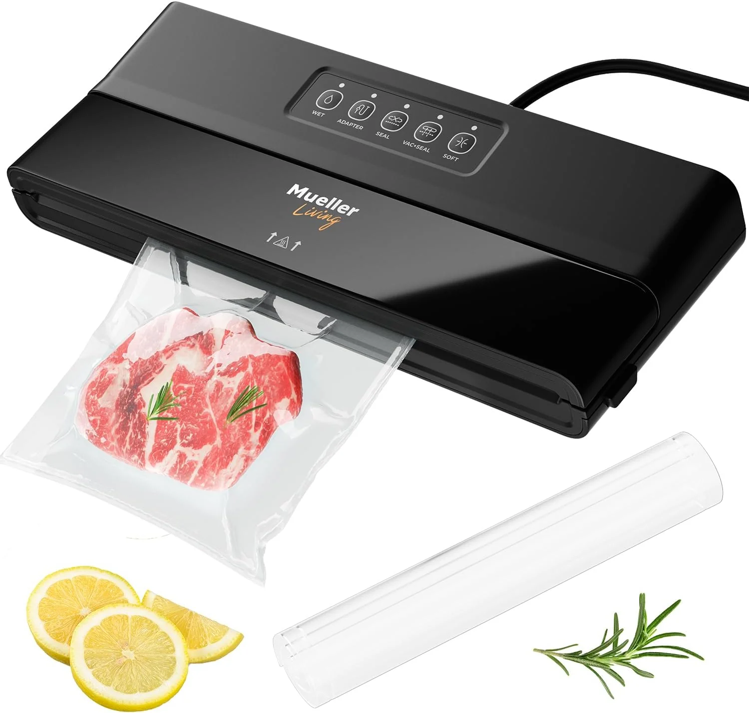 Image of Mueller Compact Vacuum Sealer Machine, Includes Bags & Roll, LED Indicators