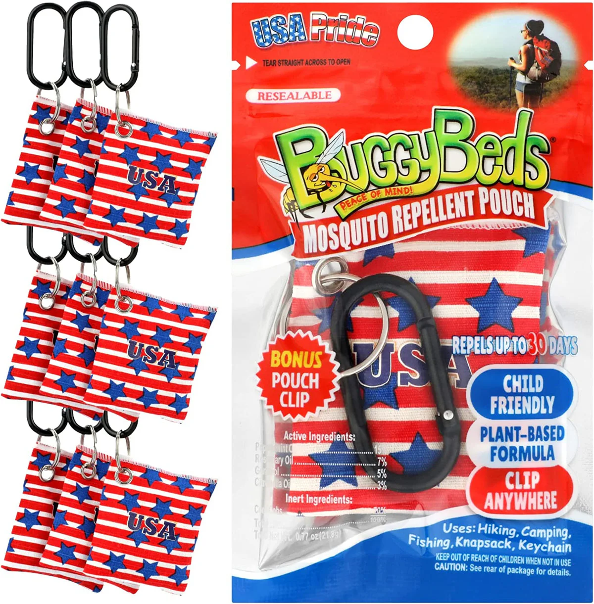 Image of BuggyBeds Mosquito Repellent Pouches with Pouch Clip, 9 Pack