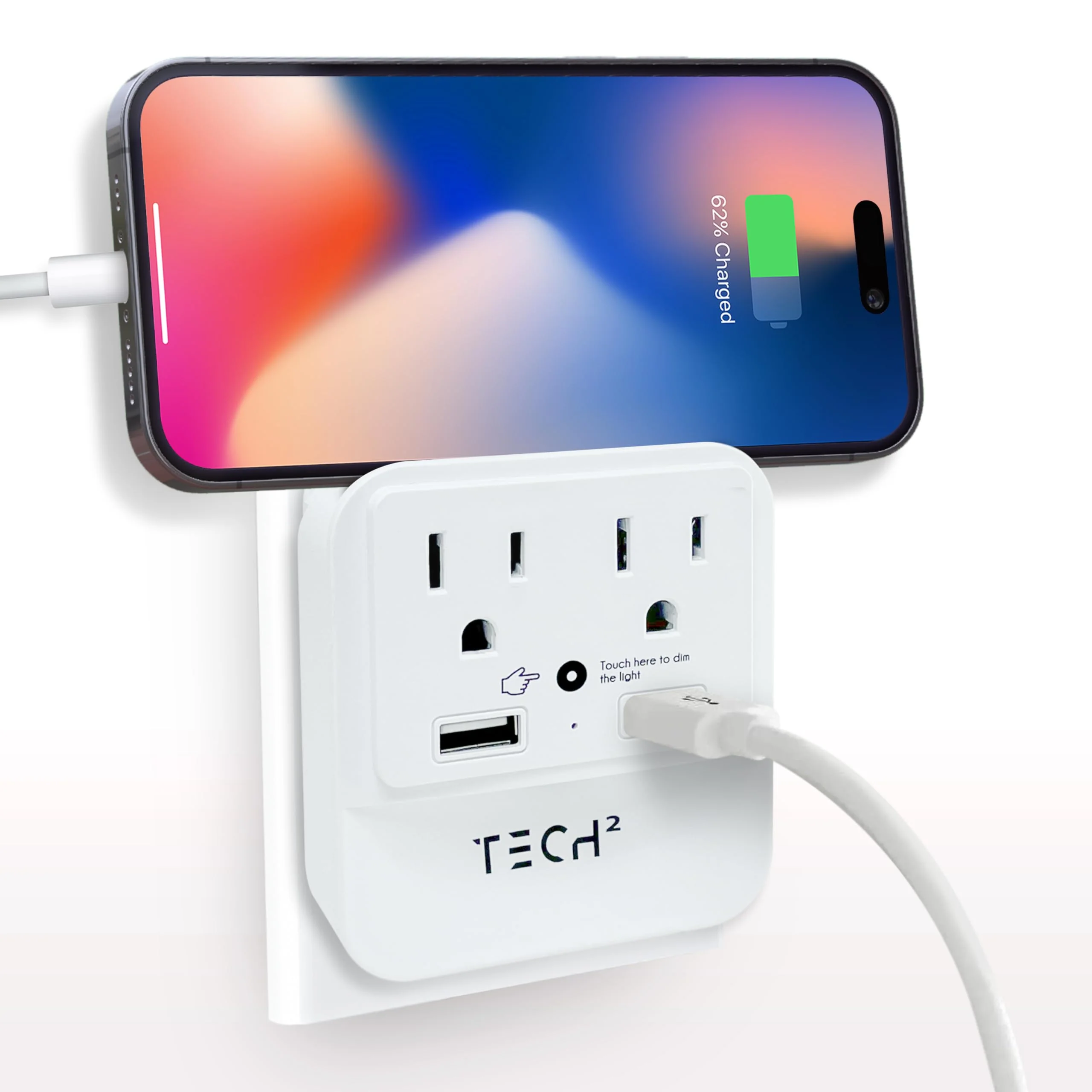 Image of Multi Plug Wall Outlet Surge Protector with USB-C, USB-A, Night Light & 2 Outlets