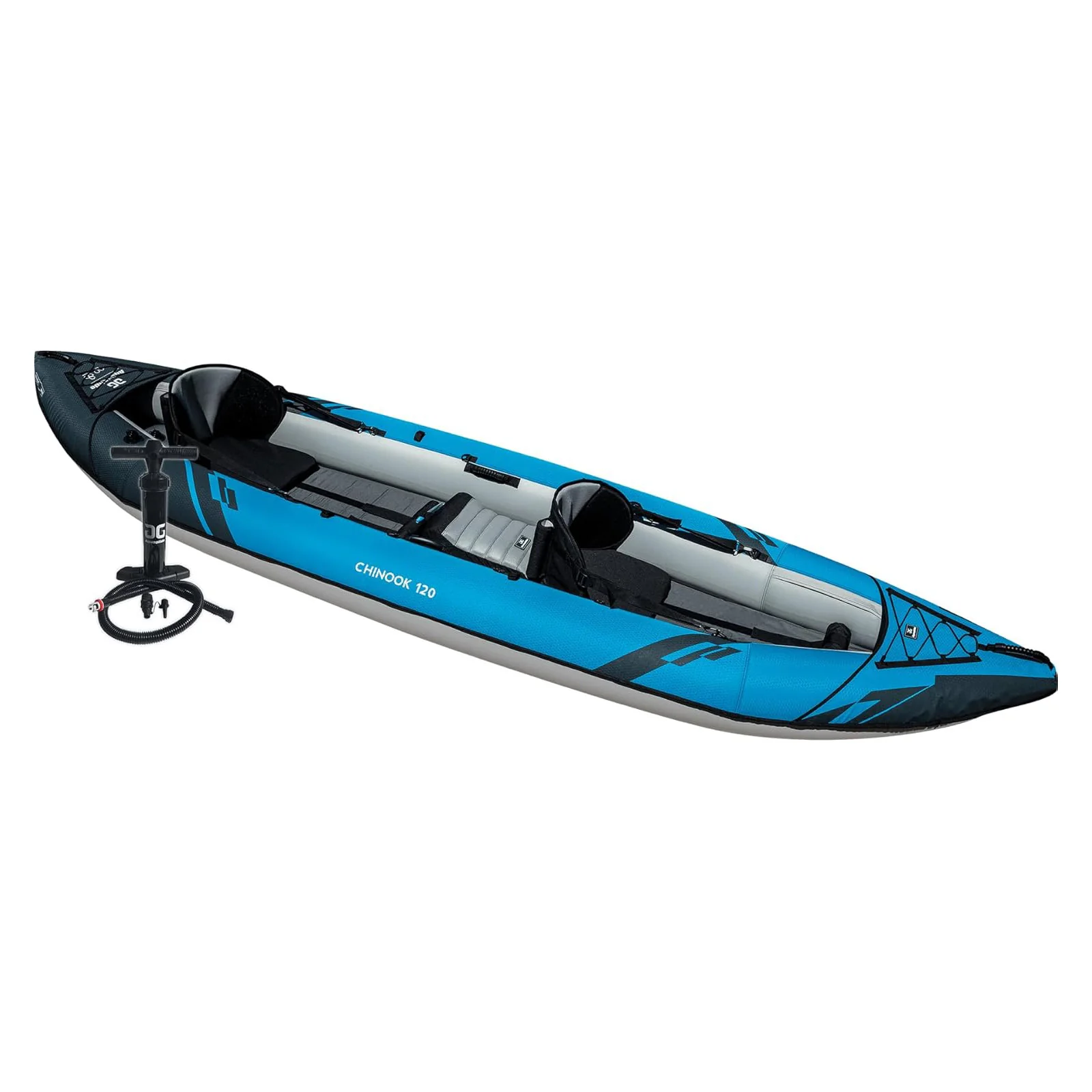 Image of (Pump NOT included) AQUAGLIDE Chinook 120 Inflatable Kayak Kit – 1-2 Person, Packable & Pet-Friendly