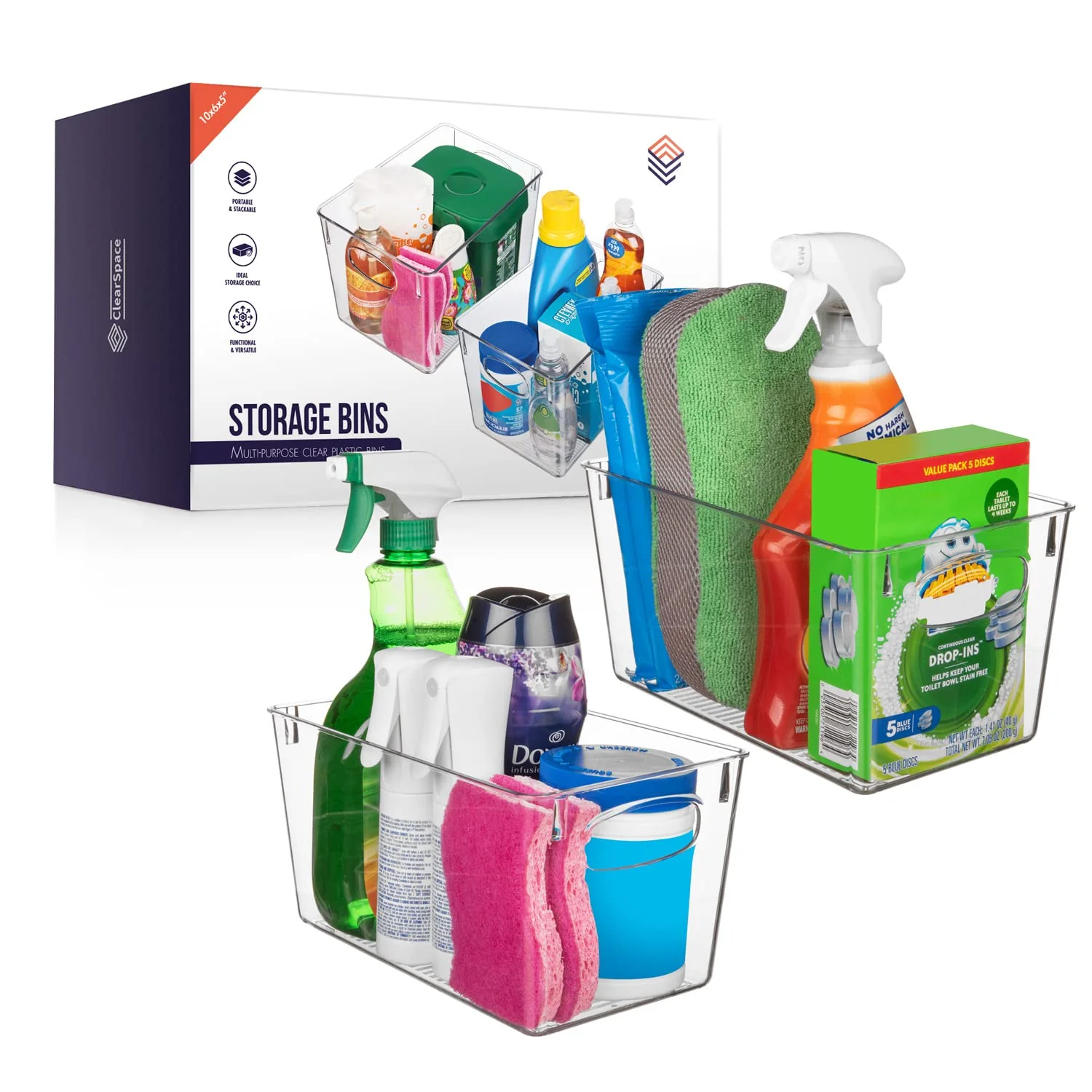 Image of ClearSpace Plastic Storage Bins, 2 Pack