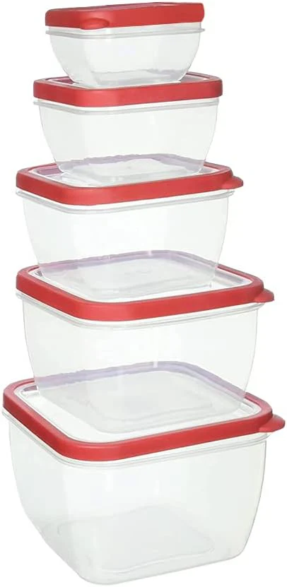 Image of EDGE 10 Piece Nesting  Square Food Storage Set (Red)