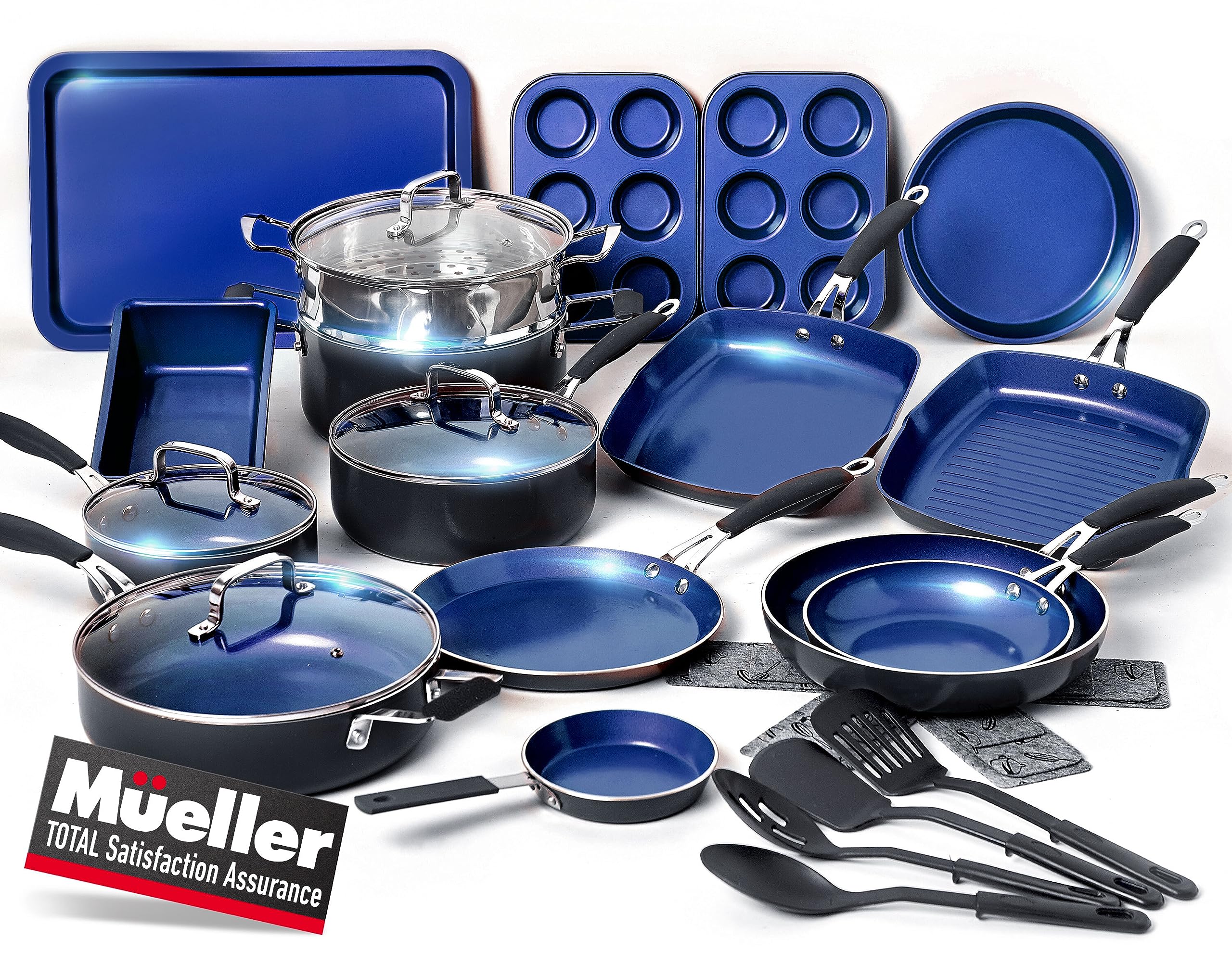 Image of Mueller UltraClad Sapphire Aluminum Non-Stick Cookware Sets, Suitable for all Cooktops