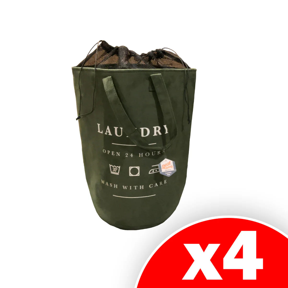 Image of Neat Living Suede Laundry Bag with Handles and Drawstring Closure, 4 Pack