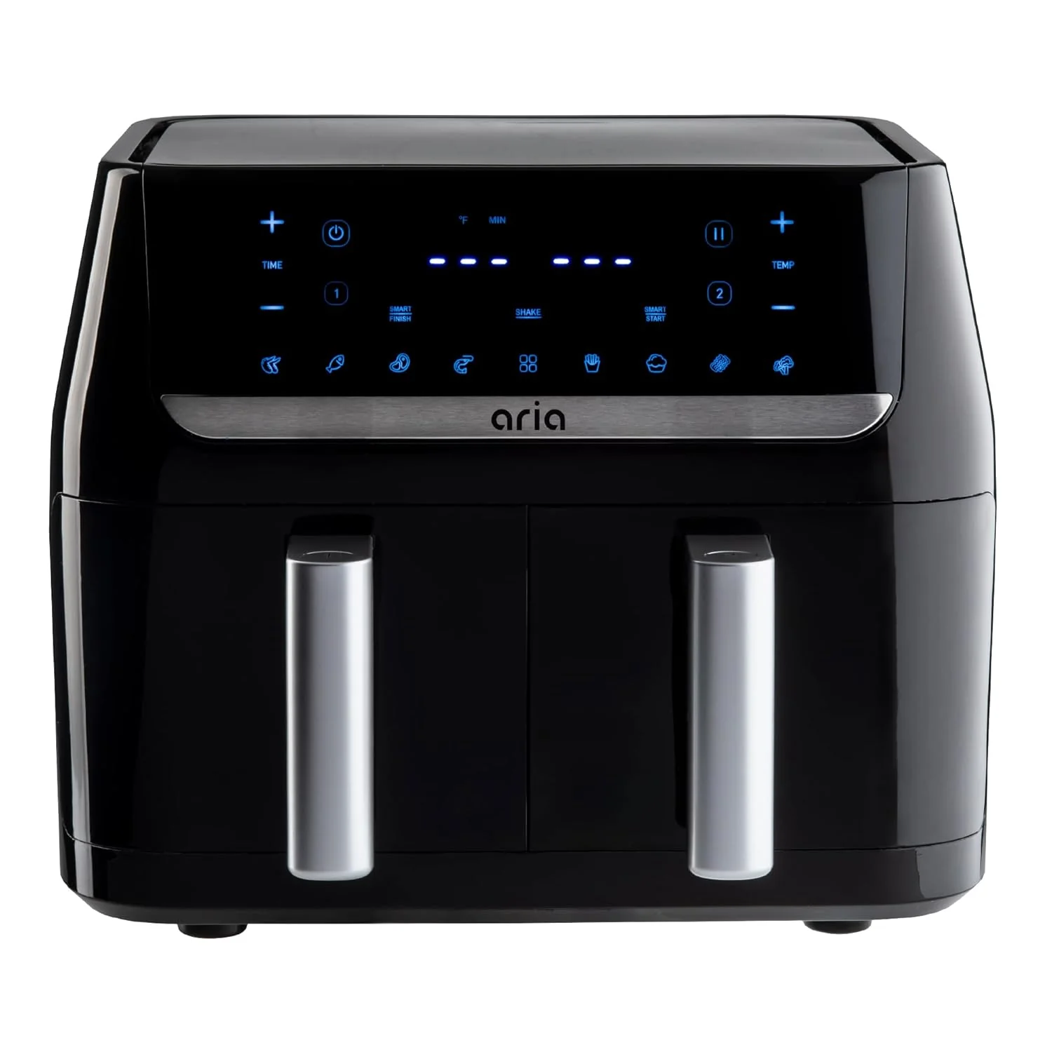 Image of Aria 10Qt Dual Basket Air Fryer, Double 5Qt Basket Efficiency, Smart Sync Cooking, 8 Versatile Presets, Intuitive Touch Controls, and Dishwasher-Safe Baskets