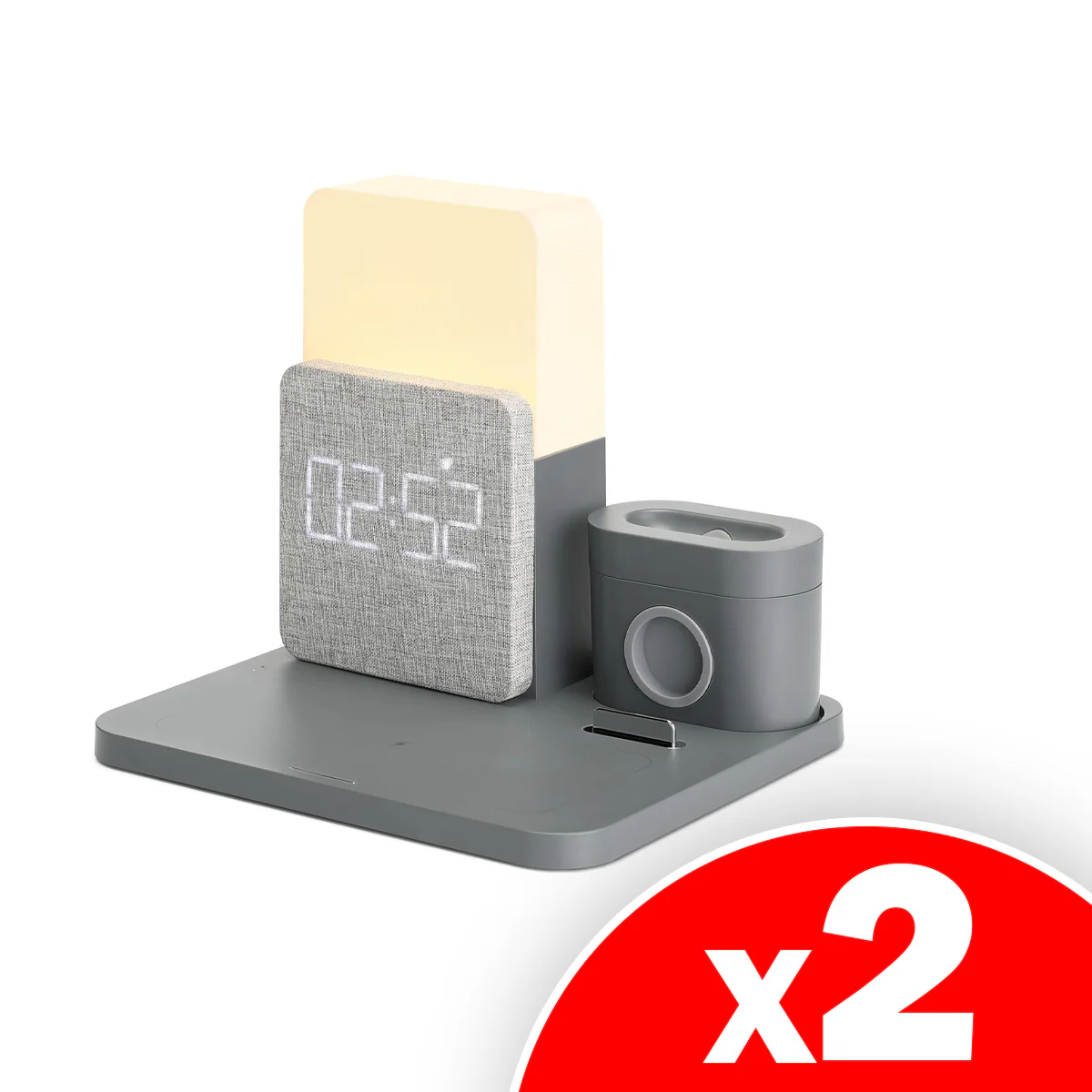 Image of Rumi 6-in-1 Charging Station w/ Alarm Clock, Wireless Charger, 2 Pack