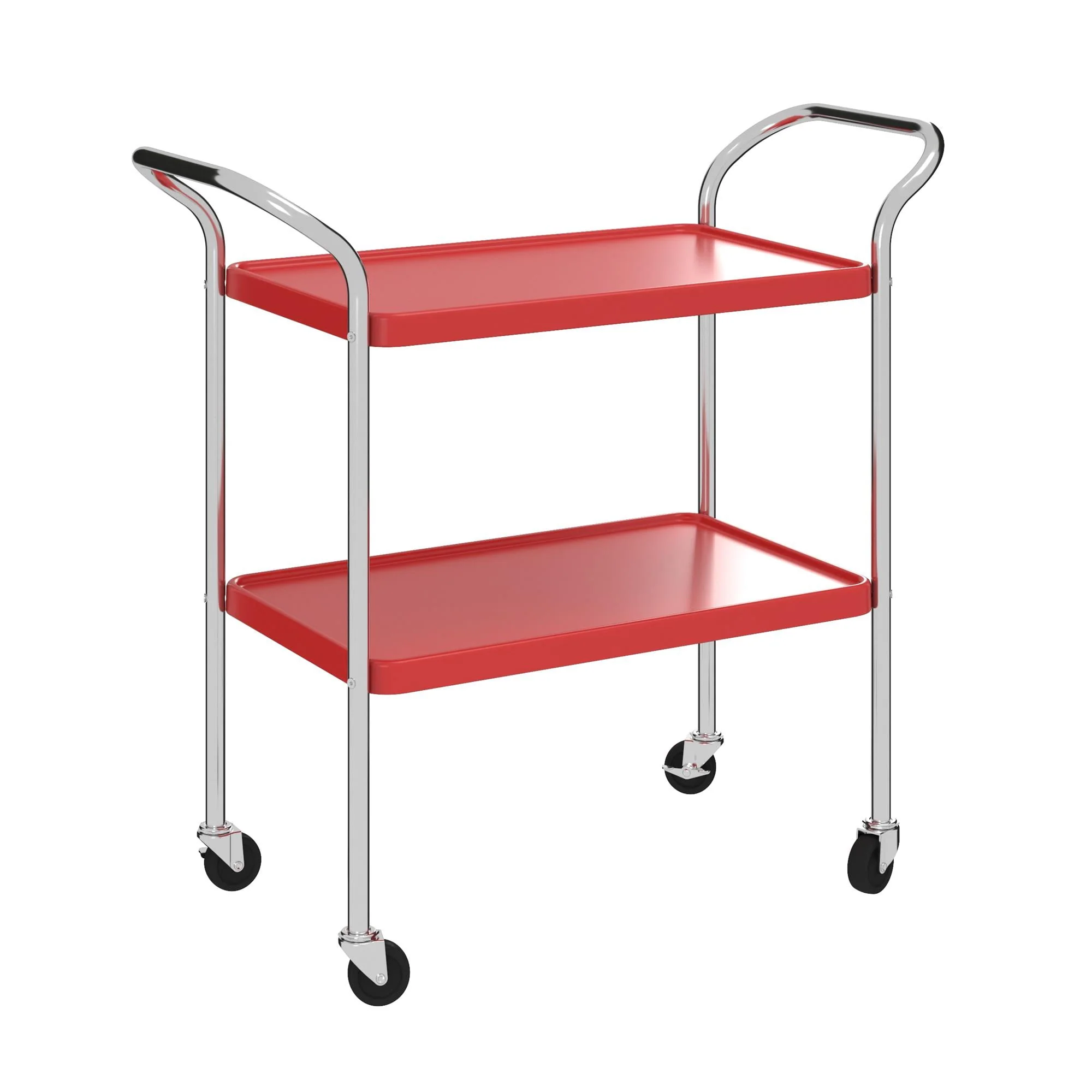 Image of COSCO Stylaire 2 Tier Serving Cart, Red & Silver