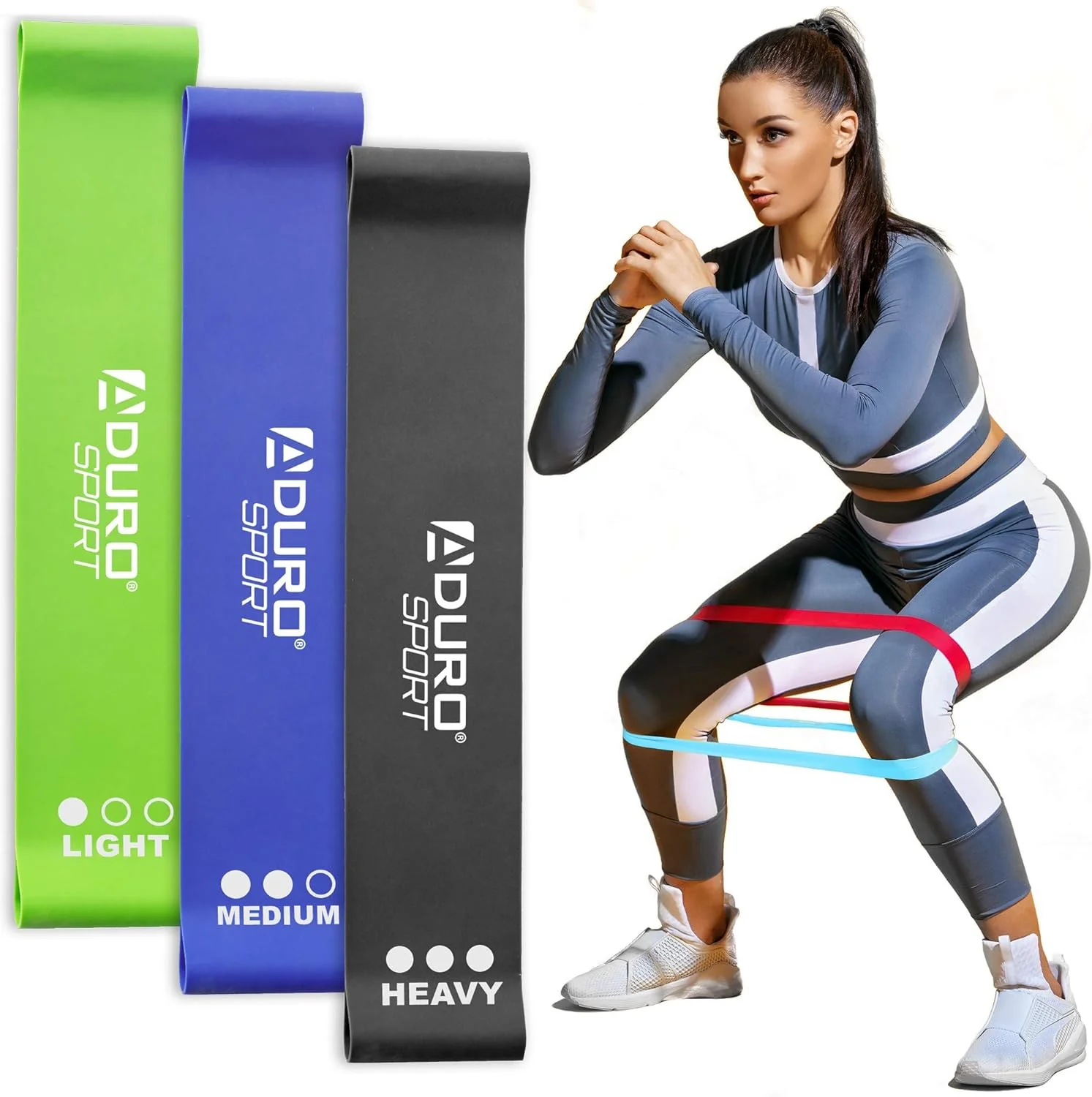 Image of Aduro Sport Resistance Bands Set with 3 Resistance Levels
