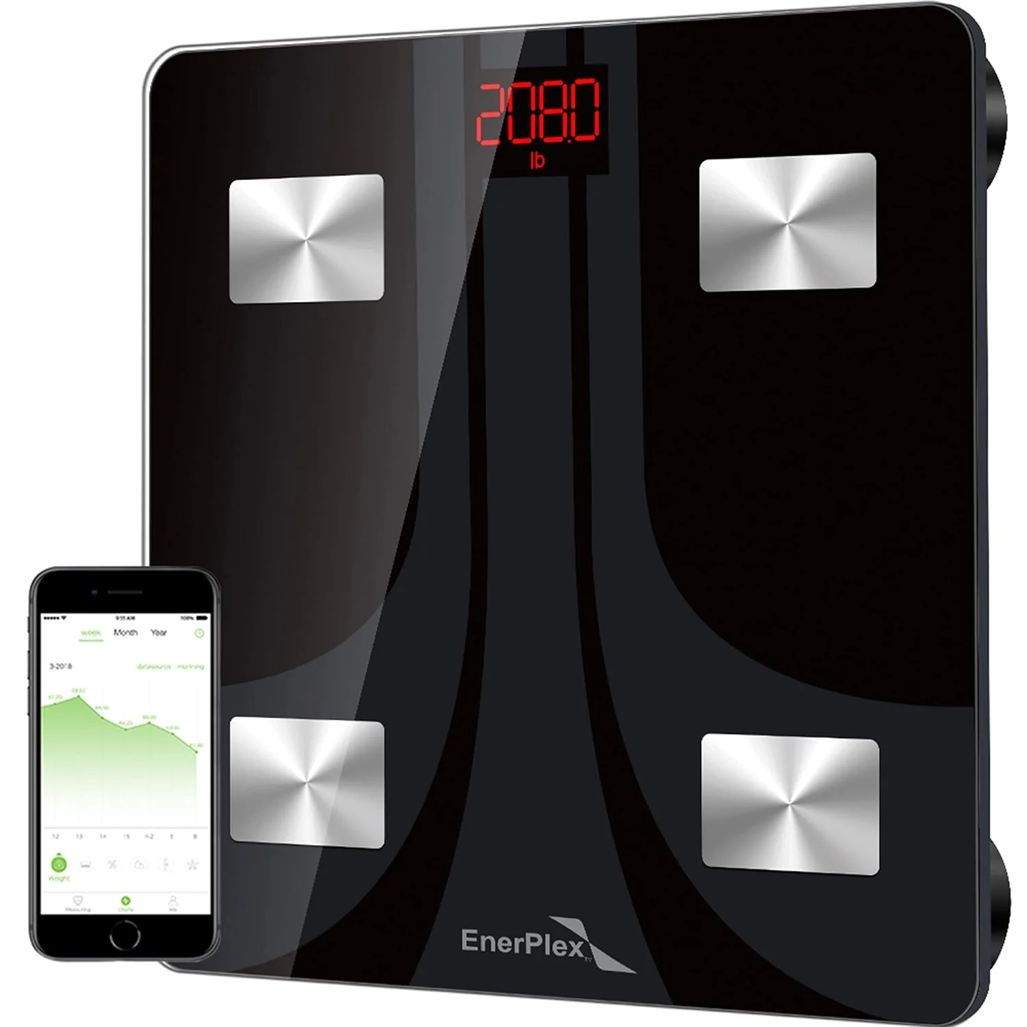 Image of EnerPlex Scale for Body Weight - Accurate Digital BMI Bathroom and Home Scale for Weighing and Home Workout - Black