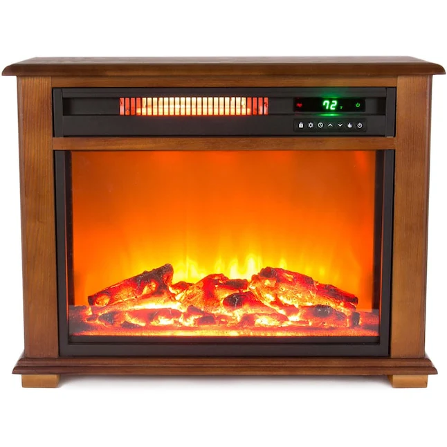 Image of Lifesmart 28.5-in W Oak TV Stand with Infrared quartz Corner or flat wall Electric Fireplace