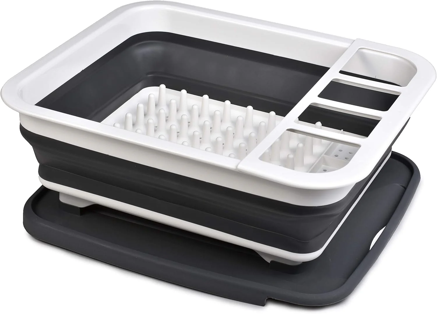Image of Masirs Pop-Up Collapsible Dish Drying Rack: Convenient Storage, Drains into Sink