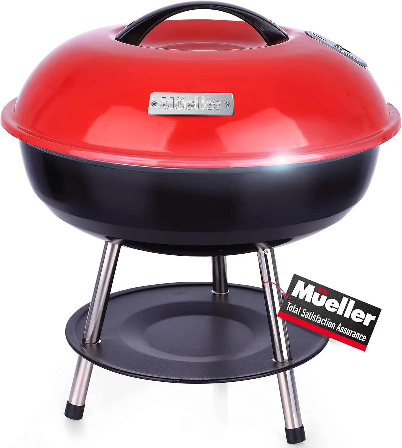 Image of Mueller BBQ Buddy, 14 Inch Portable Charcoal Grill, Lightweight Grill for Barbecue Party, Dual Vents for Temp & Charcoal Control