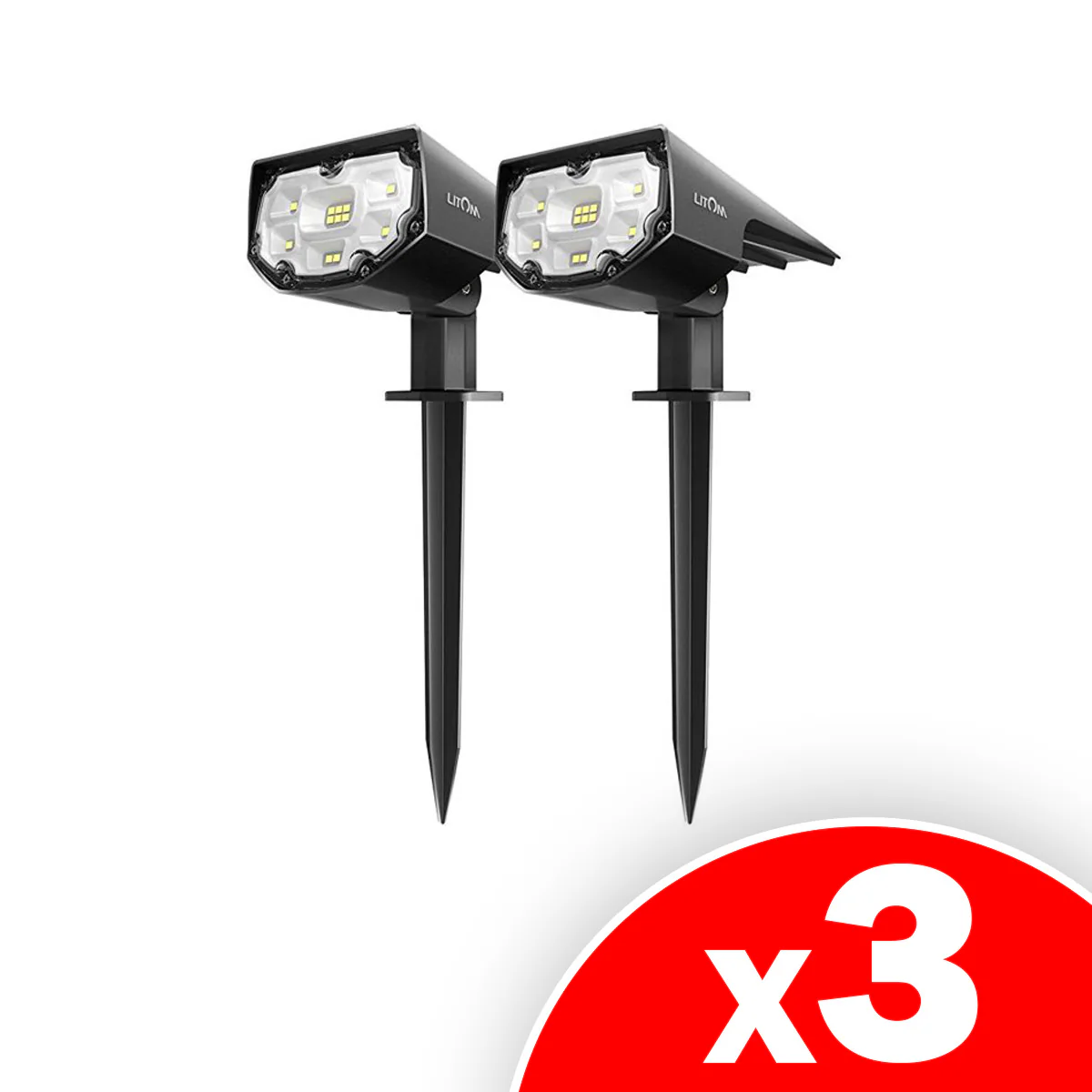 Image of Litom Solar Spotlights for Yard Garden Driveway Cold White, 6-Pack