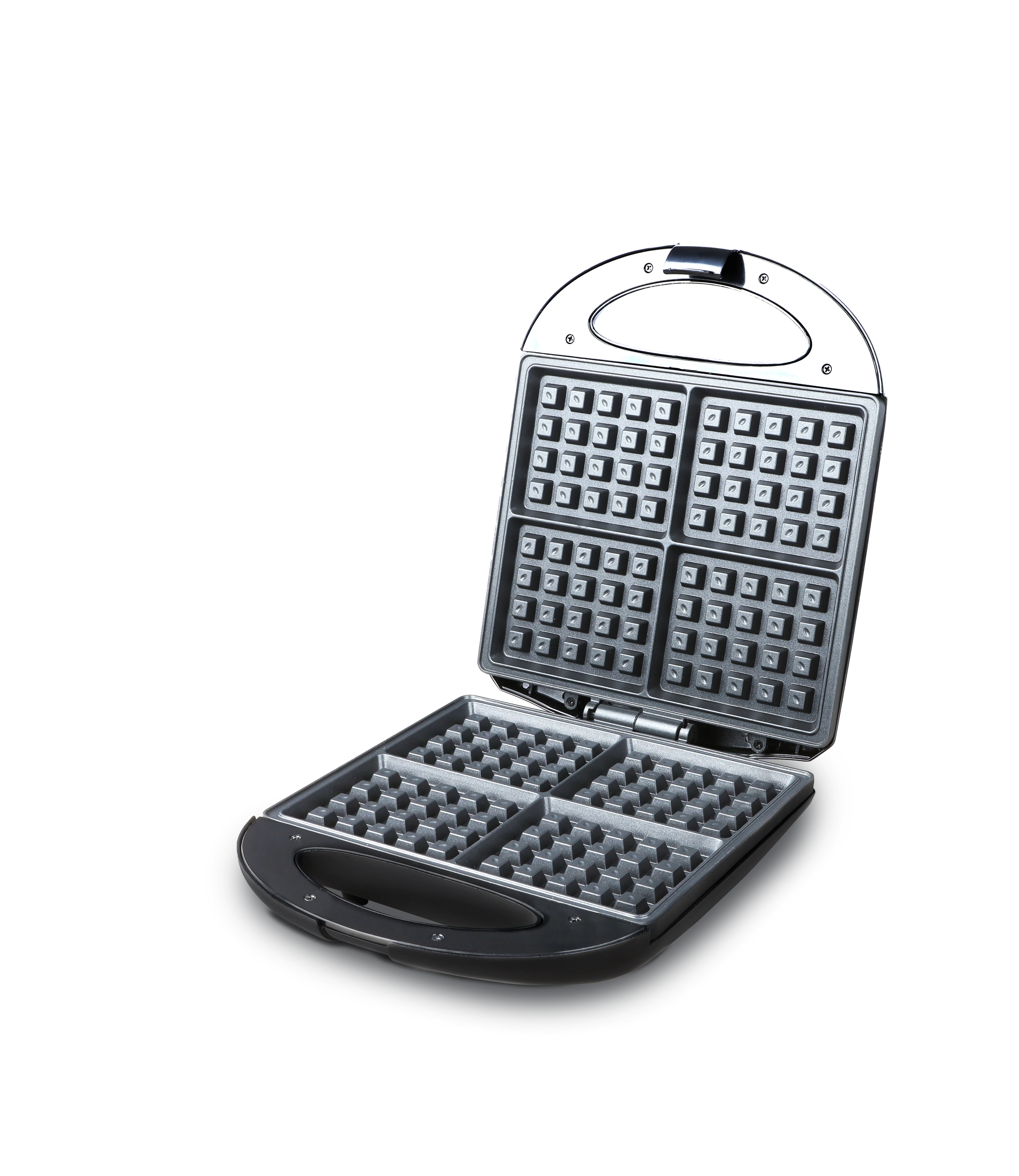 Image of Classic Waffle Iron, 4 Square Belgian Waffle Maker, Non-Stick with Indicator Lights, Compact Design for Easy Storage, Black