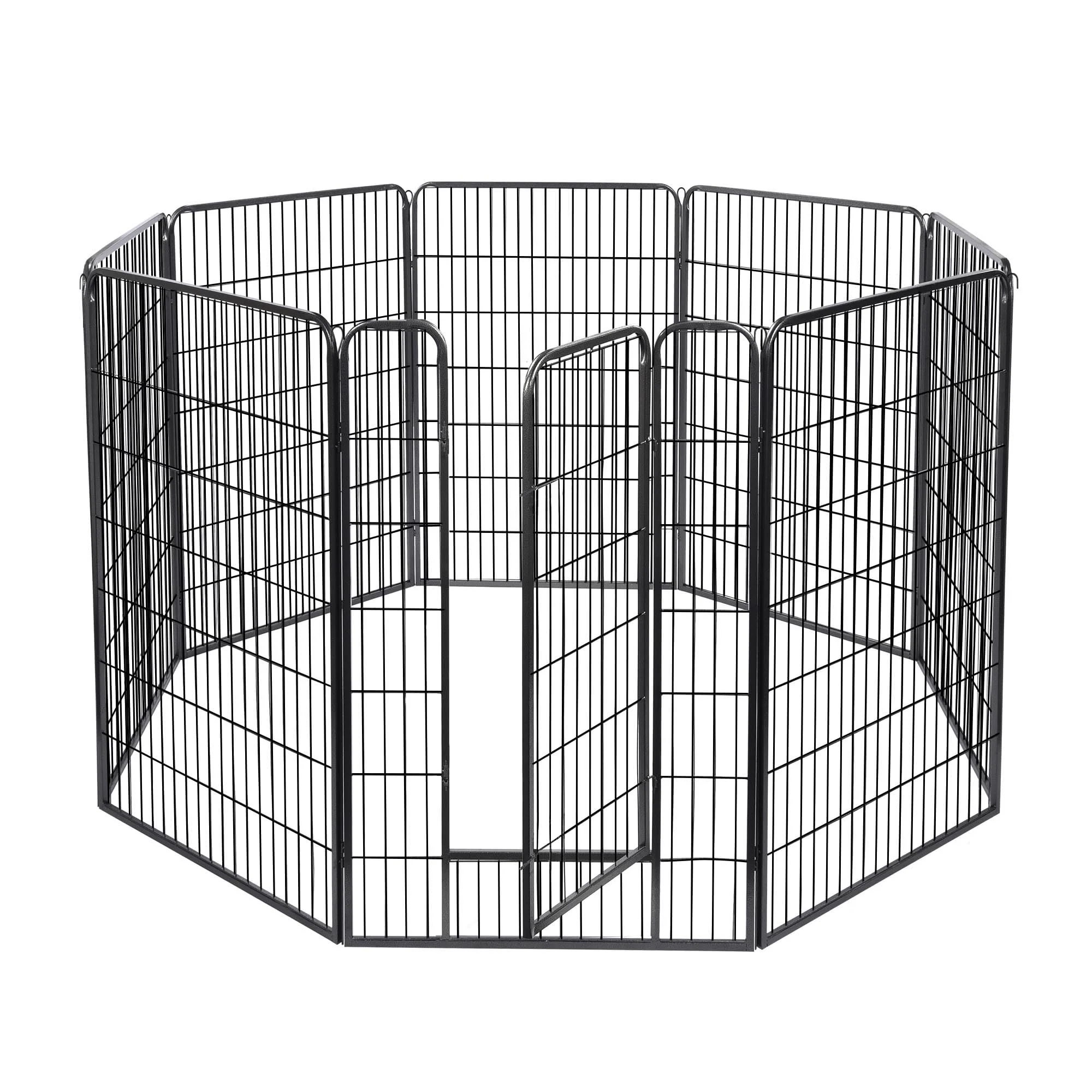Image of Yescom Heavy-Duty 8-Panel 47" Dog Playpen Fence with Door – Outdoor Pet Kennel for Medium & Large Breeds