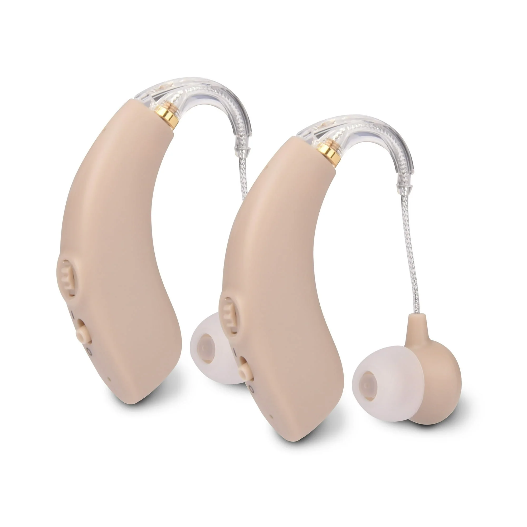 Image of RCA 2-PK OTC Rechargeable Digital Behind-the-Ear Hearing Aids with Dual Nightstand Charge, Beige