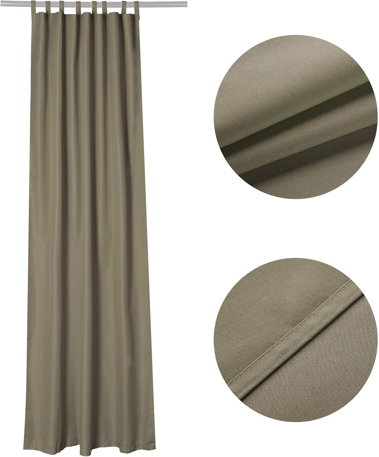 Image of Yescom 54"x108" Outdoor Detachable Sticky Curtain Panel UV30+ Tab Top Drape Privacy for Deck, Coffee Liqueur, 54"W x 108"L (Pack of 1)