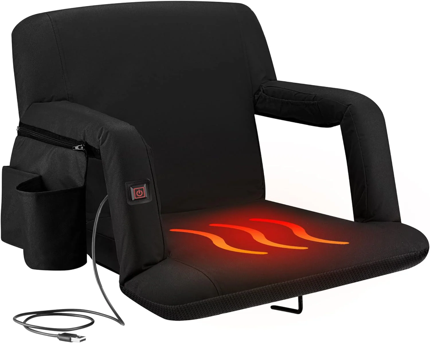 Image of Trapper's Peak Heated Stadium Seat w/ Back Support, Black
