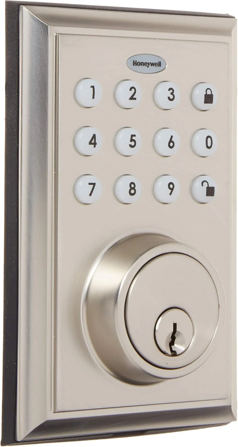Image of Honeywell Bluetooth Enabled Digital Deadbolt Door Lock With Keypad, Satin Nickel