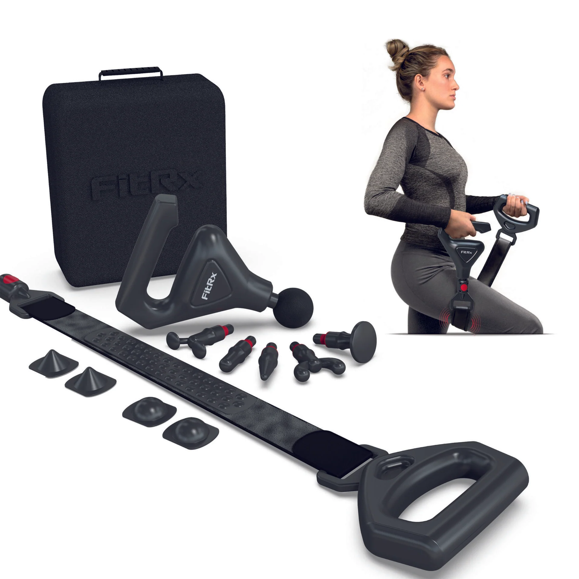 Image of FitRx 2-in-1 Vibrating Massage Belt and Massage Gun