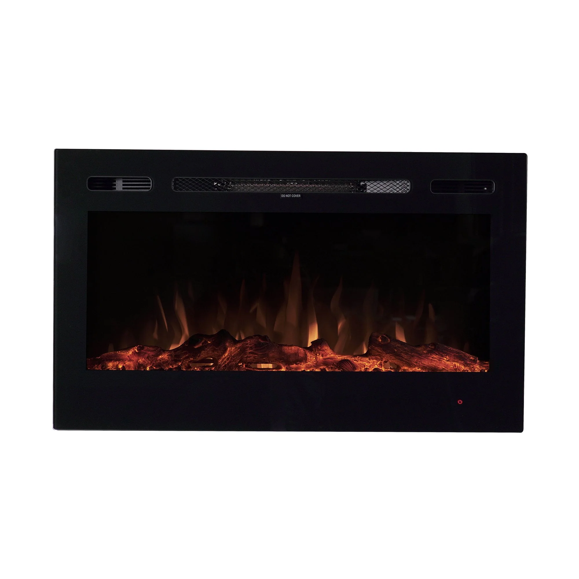 Image of Edenbranch 36 Black Wall Mounted or Built In Recessed Electric Fireplace w/ Log Flame Effect