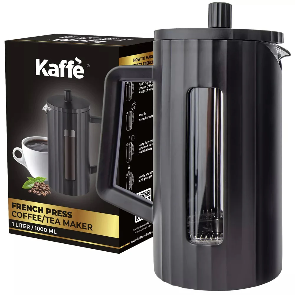 Image of Kaffe French Press Coffee/Tea Maker - 1 Liter, Black