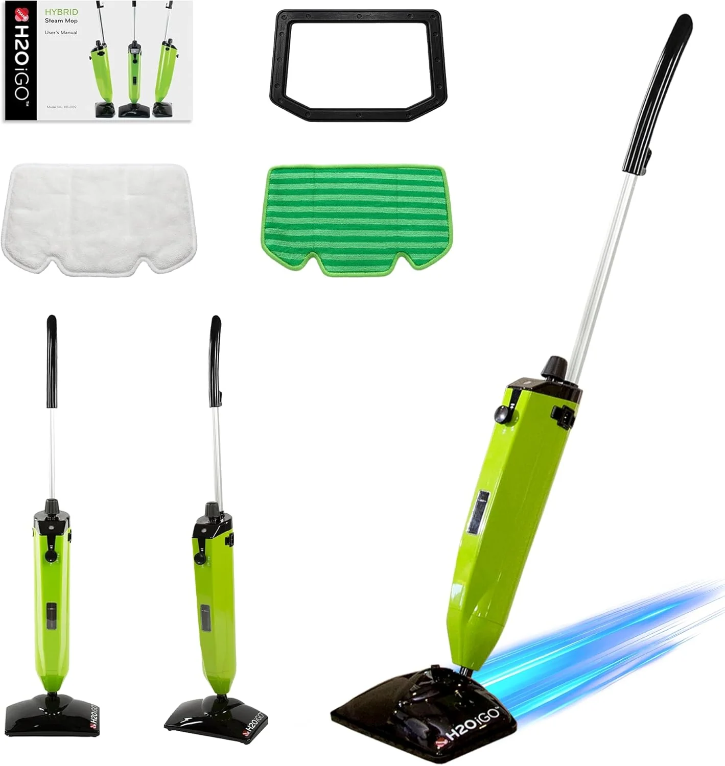 Image of H2O iGO Indoor & Outdoor Cordless Steam Mop for Hardwood Floors, Carpets, Windows, Upholstery, Kitchens, Bathrooms - Portable, Rechargeable, Wireless, Steamer Mops for Floor Cleaning