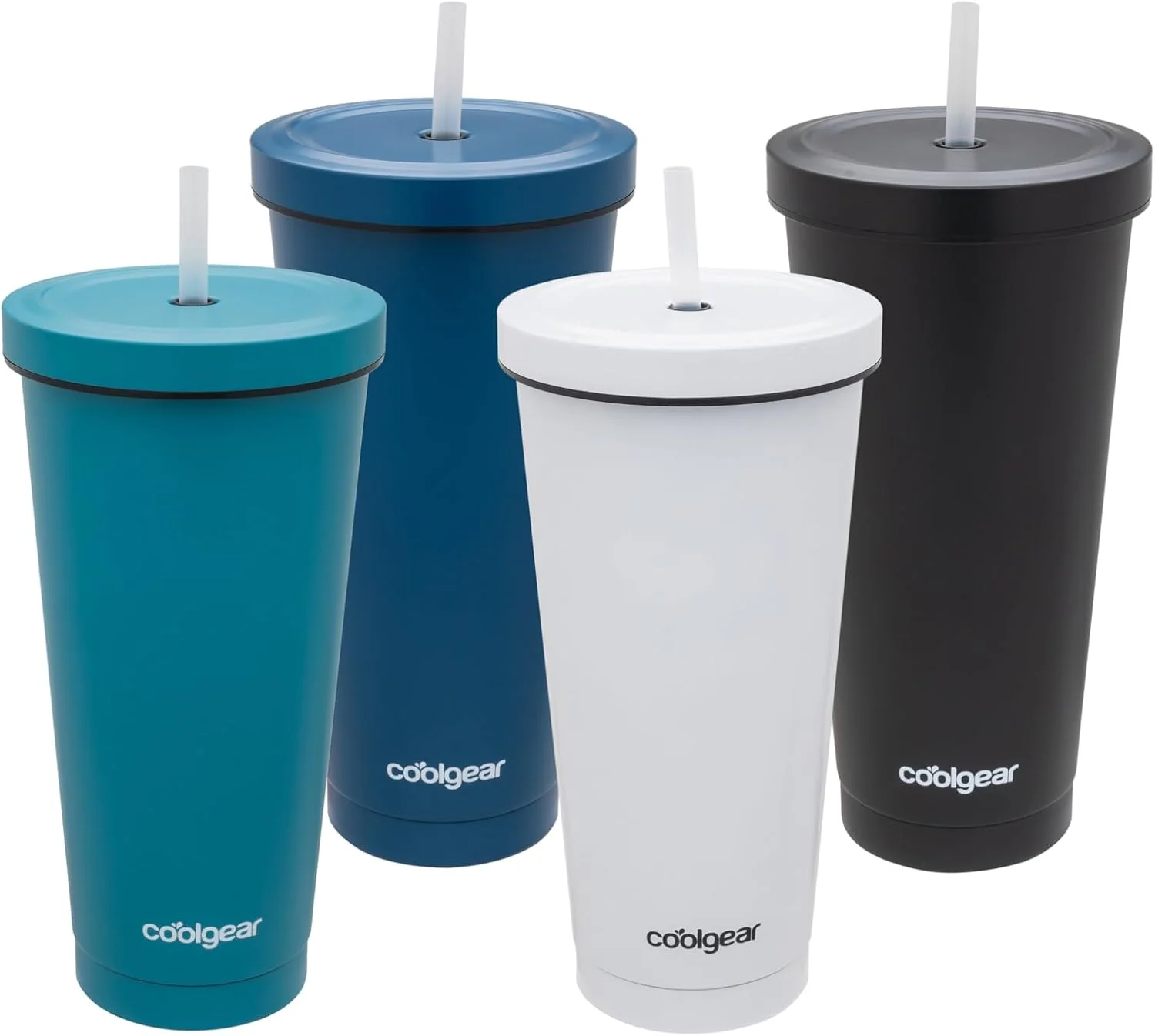 Image of Cool Gear 25 oz Tauton Insulated Stainless Steel Chillers with Twist Top and Reusable Straw, Eco Friendly Travel Tumbler, 6 Pack