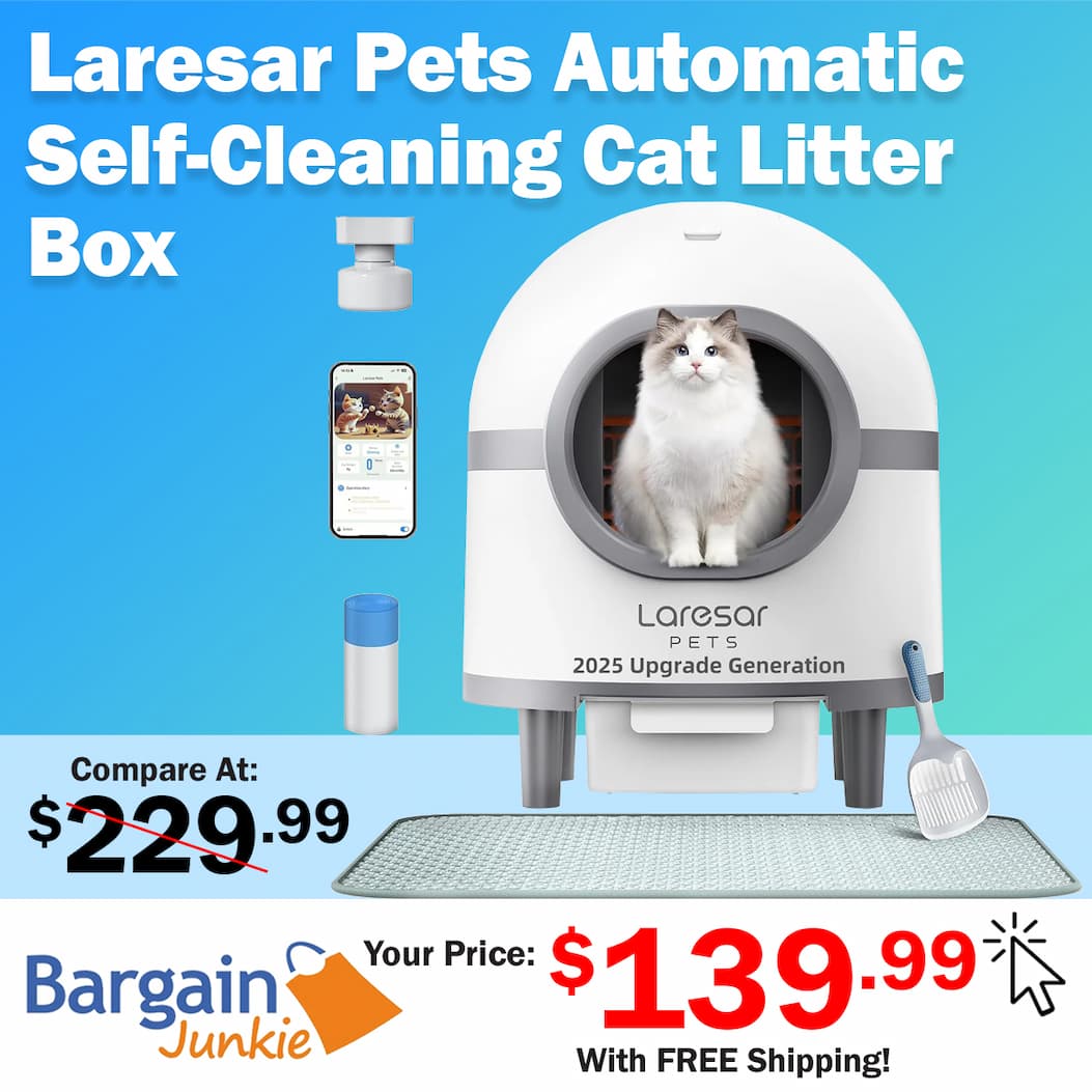 https://www.bargainjunkie.com/products/laresar-pets-self-cleaning-litter-box-with-app-automatic-cat-litter-box-for-multiple-cats-double-odor-removalsafety-protection-70l9l-large-space-cat-litter-box-includes-mat-trash-bags