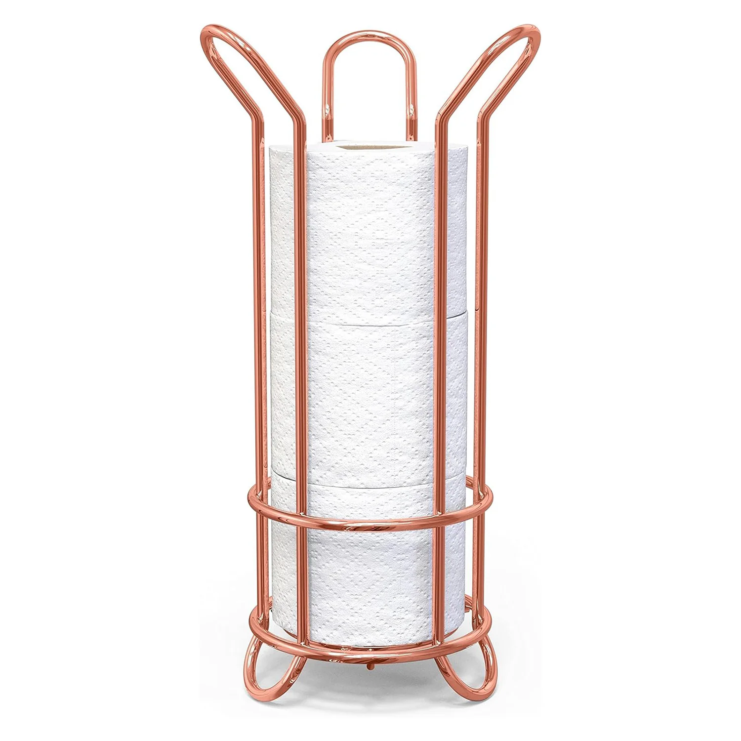 Image of Brookstone Toilet Paper Holder Stand, Holds Mega Rolls, Rose Gold