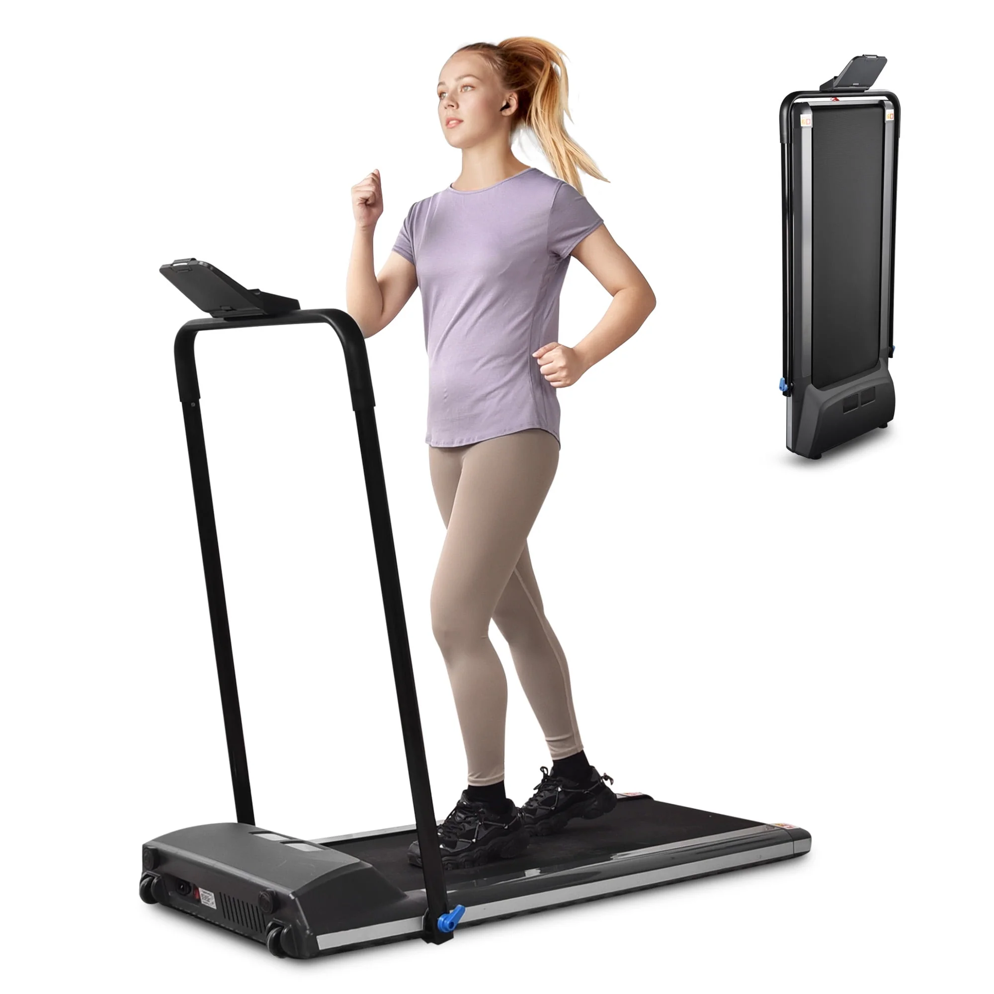 Image of Yescom Folding 2 in 1 Treadmill Compact Under Desk Treadmill Motorized Running Jogging Machine for Home Office