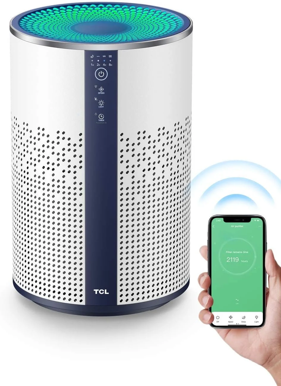 Image of TCL Breeva A1 Air Purifier for Home, Bedroom, Smart Wi-Fi Alexa Control, True H13 HEPA Air Filter Remove 99.97% Smoke, Odor, Pet Dander, Dust, Pollen, Air Cleaner, with Night Light (A1W15W)