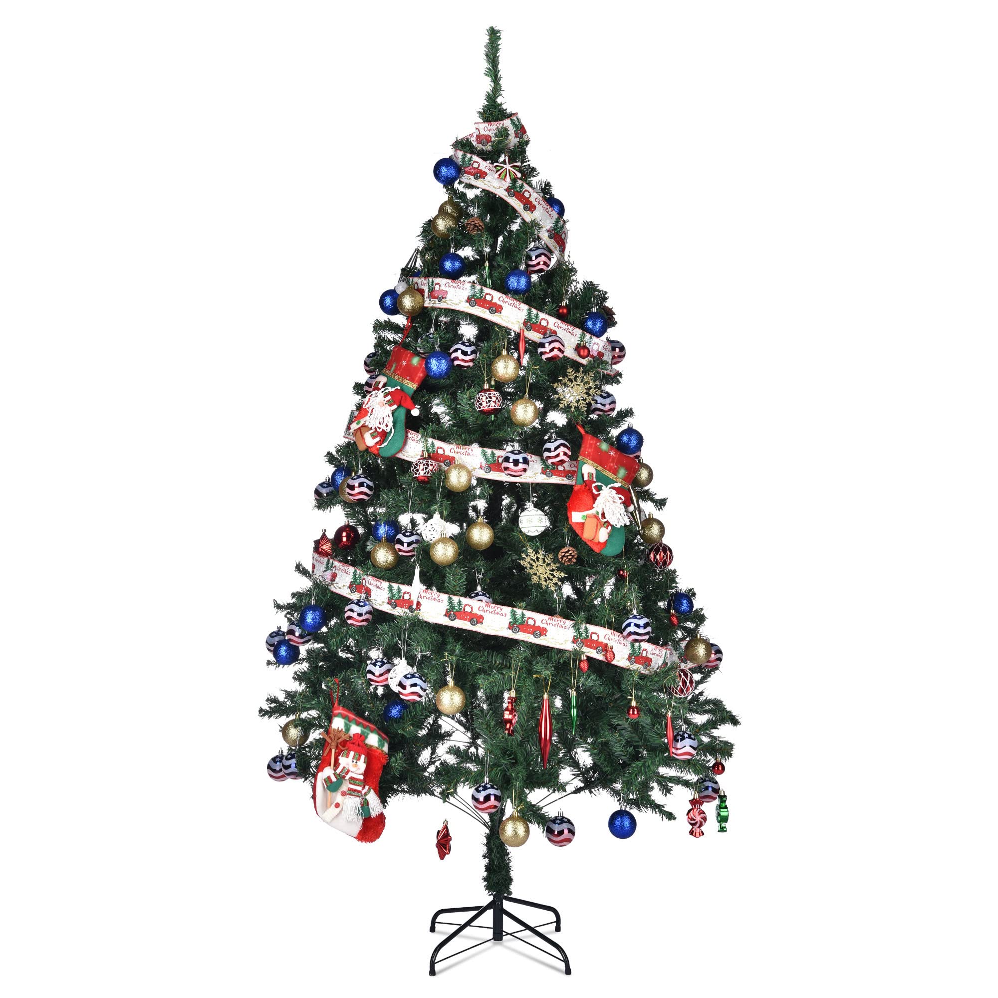 Image of Yescom 7.5 feet Synthetic Christmas Tree Foldable X-shaped Metal Stand
