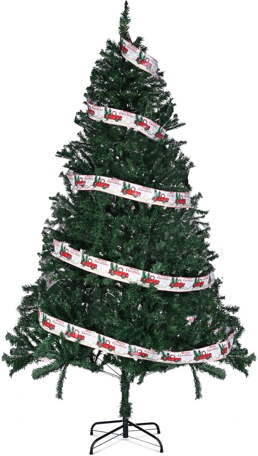 Image of Yescom 6Ft Christmas Tree Artificial Pine Tree, Green Xmas Tree, Foldable Hinged, 670 Branch Tips