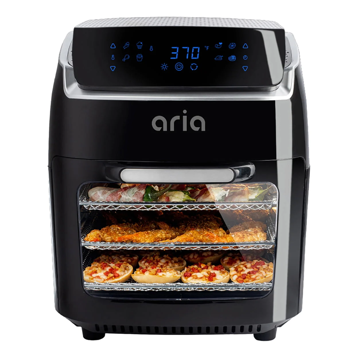 Image of Aria Air Fryers 10qt Air Fryer Oven, Black - Touchscreen, Rotating Rotisserie, Dehydration Mode