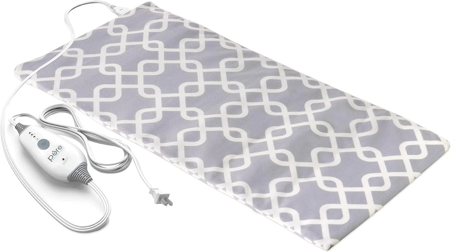 Image of Pure Enrichment Express Designer Series Electric Heating Pad - 12 x 24 Fast-Heating, 4 Heat Settings, Machine-Washable Fabric, 2-Hour Auto Safety Shut-Off
