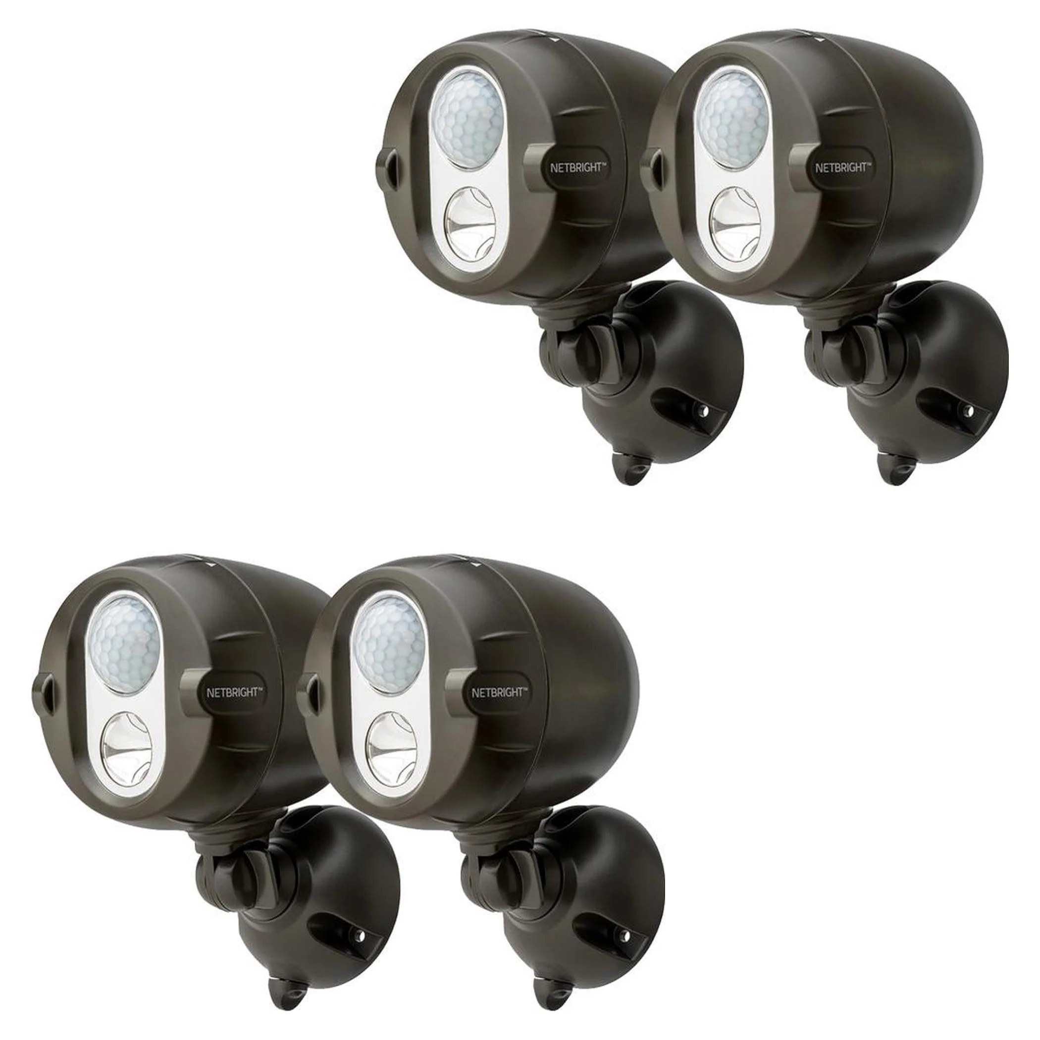 Image of Mr Beams MBN352 Wireless Motion Sensing 200 Lumen LED NetBright Networked Spotlights, Brown, 4-Pack