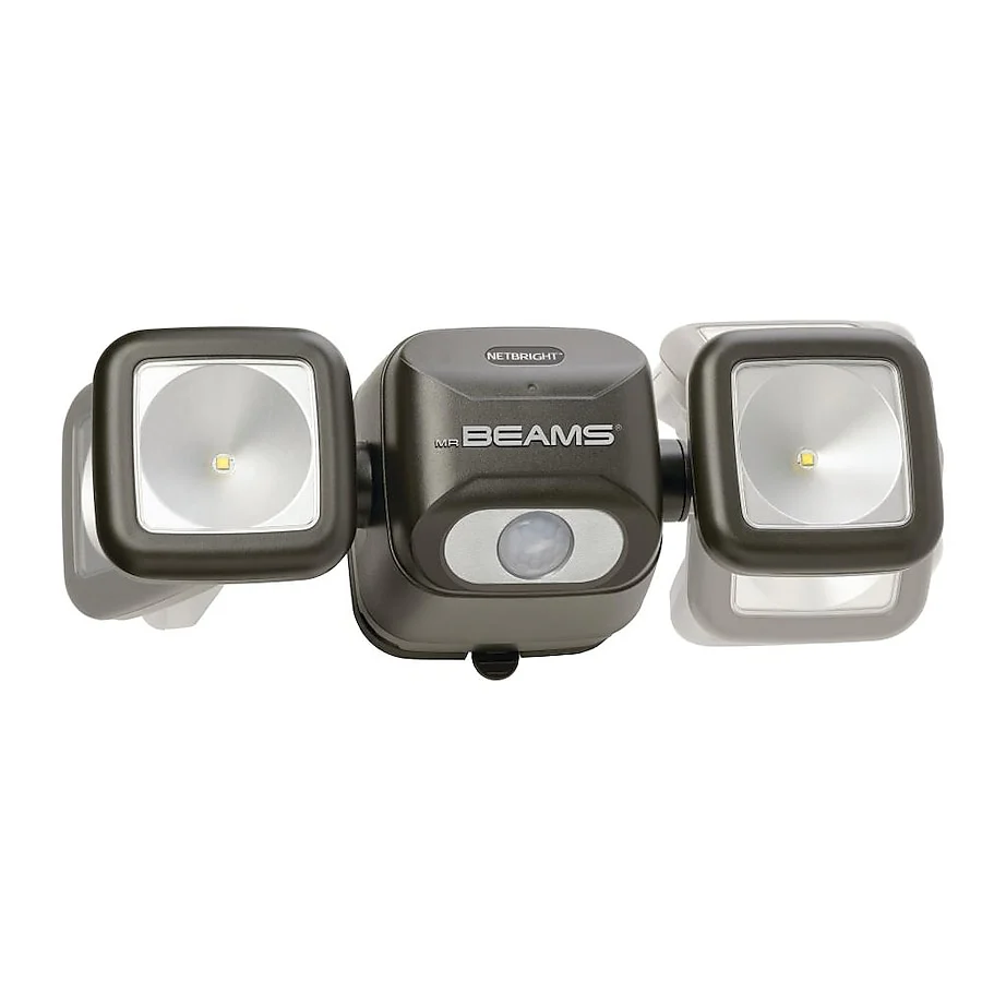 Image of Mr Beams 120-Degree Battery-operated LED Brown 2-Head Motion-Activated Flood Light 500-Lumen