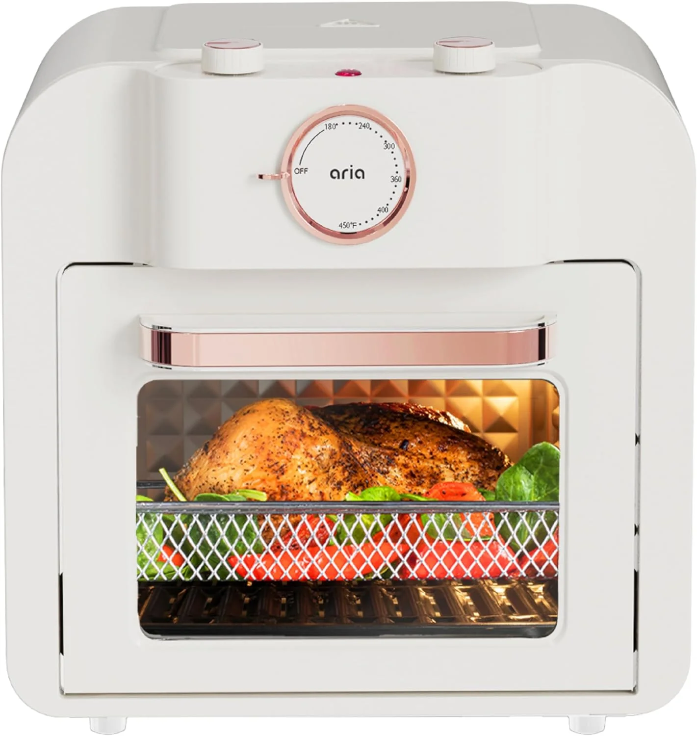 Image of Aria Retro 17Qt Air Fryer Oven: 4-in-1 Functionality, Bake, Fry, Roast & Grill Complete with Air Fryer Basket & Mesh Trays