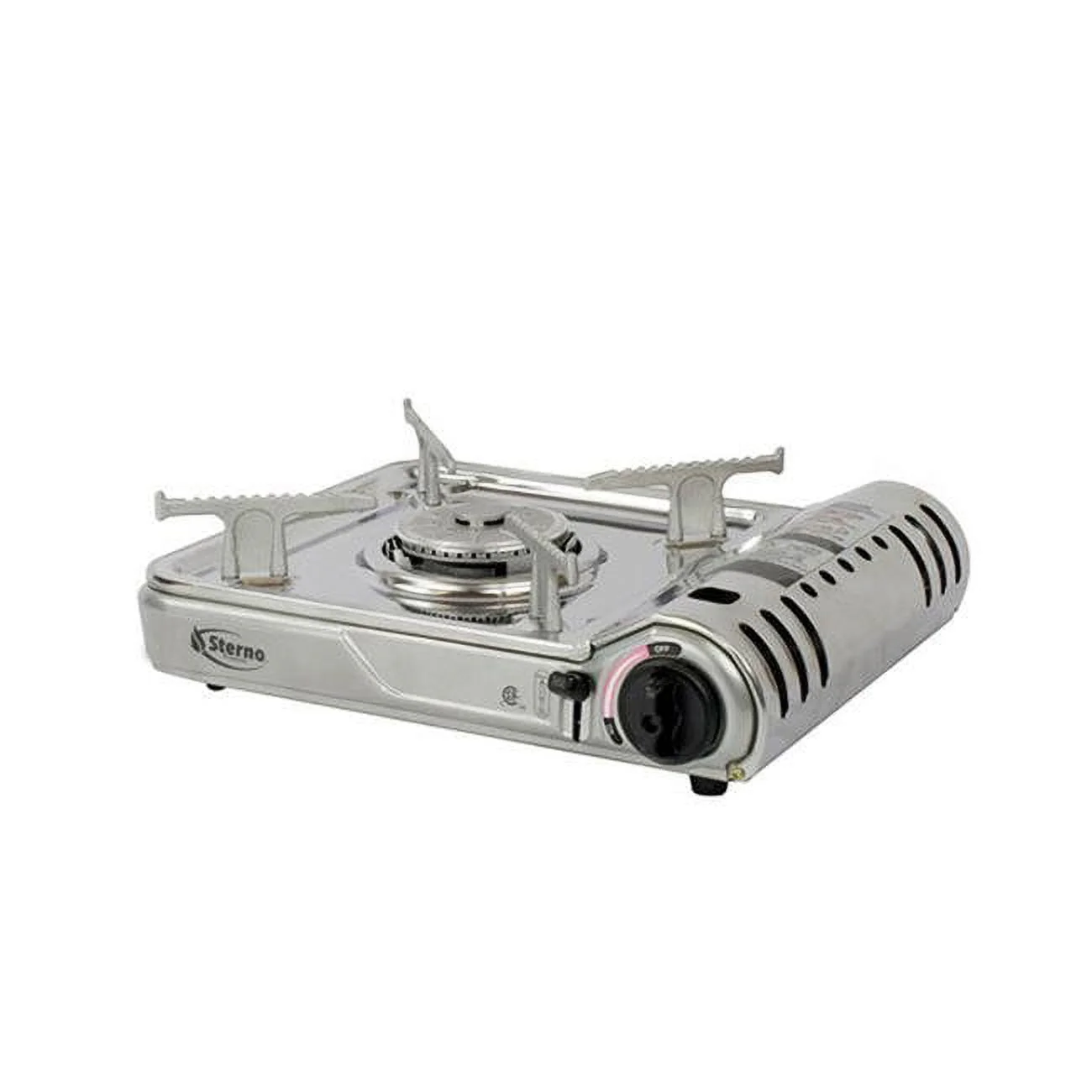Image of Sterno Portable Butane Stove, Single Burner, Stainless Steel, Includes Travel Case, 7,000 BTU