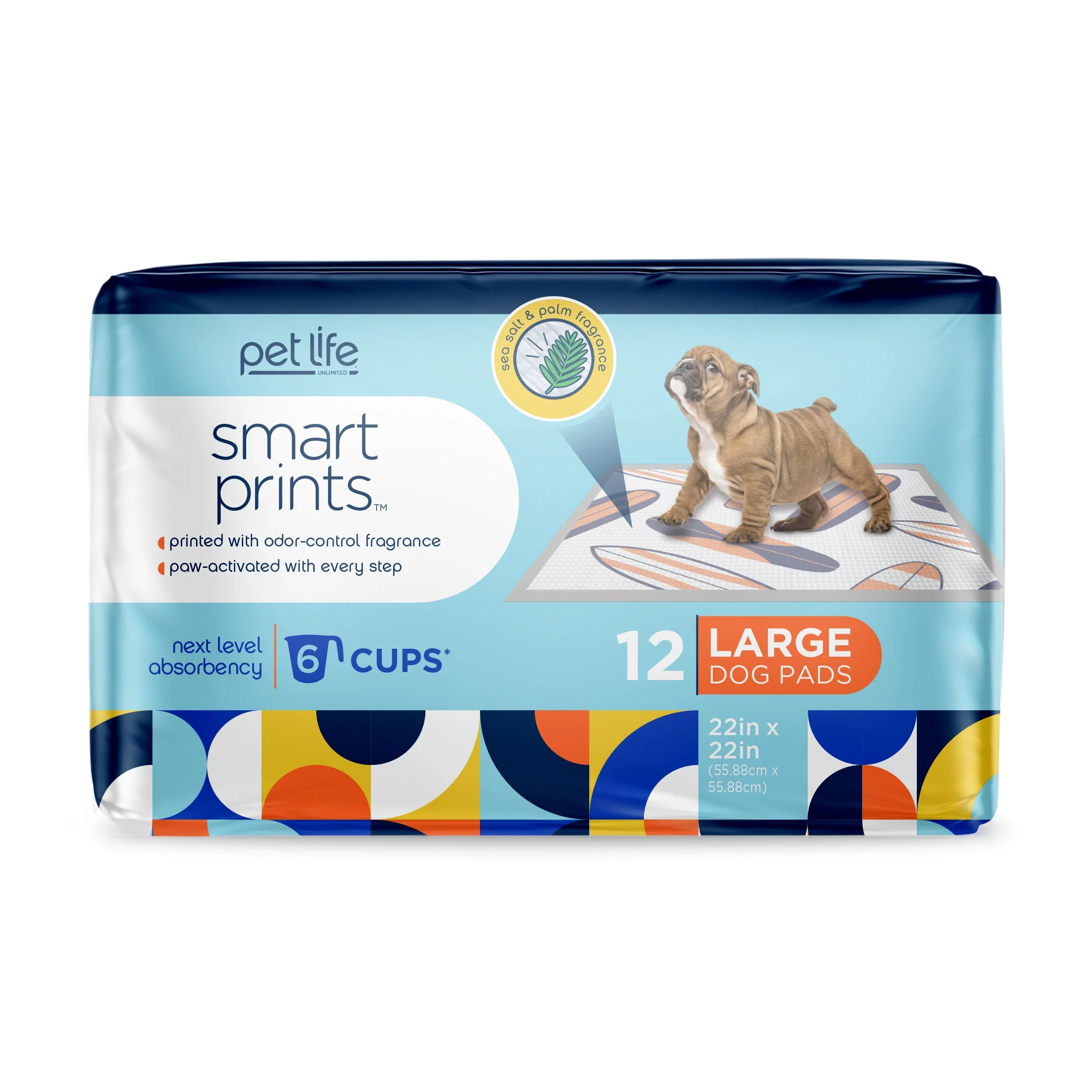 Image of Pet Life Unlimited Smart Prints Dog Pads, Summer Surf's Up Print, 12ct