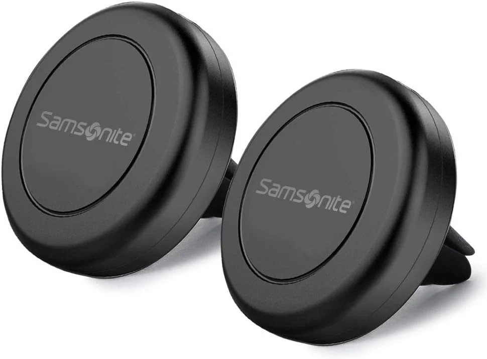 Image of Samsonite 2 Pack Car Phone Holder with Easy Snap Technology, Universal Magnetic Phone Car Mount, Fits Most Air Vents, 4 Metal Plates Included, Fits Most Phones Including iPhone and Samsung