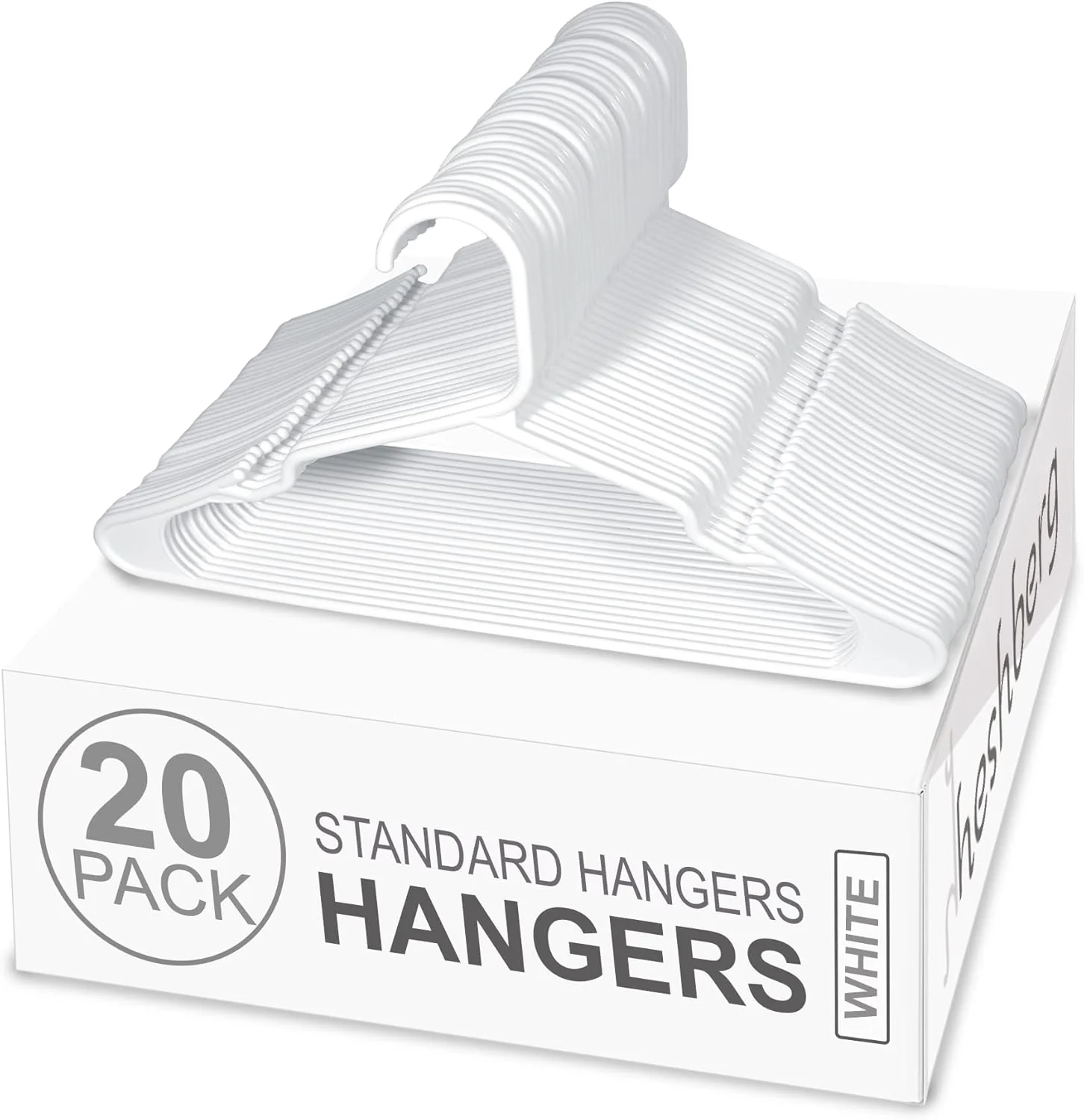Image of Plastic Notched Hangers Space Saving Tubular Clothes Hangers Standard Size Ideal for Everyday Use on Shirts, Coats, Pants, Dress, Skirts, Etc. (20, White)