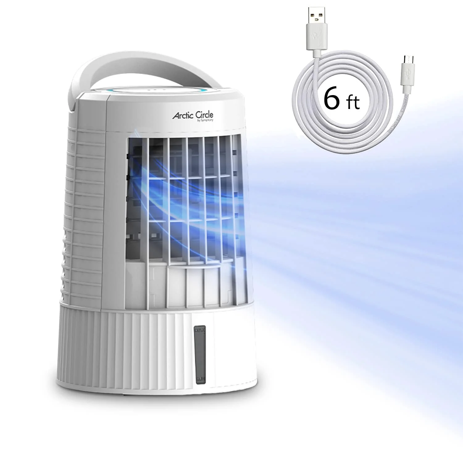 Image of Mini Evaporative Air Cooler for Bedroom, Office, Camping, RV with 3 Speed, LED Touch Panel, USB Portable Air Cooling Fan