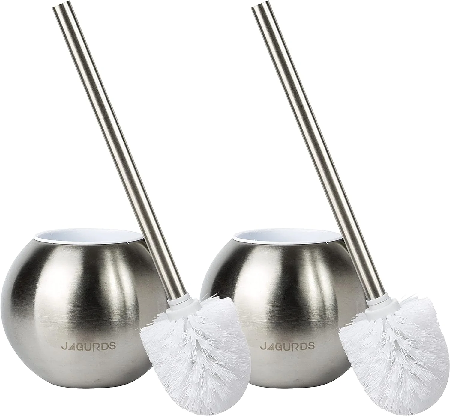 Image of Jagurds Toilet Brush and Holder, 2 Pack, Stainless Steel