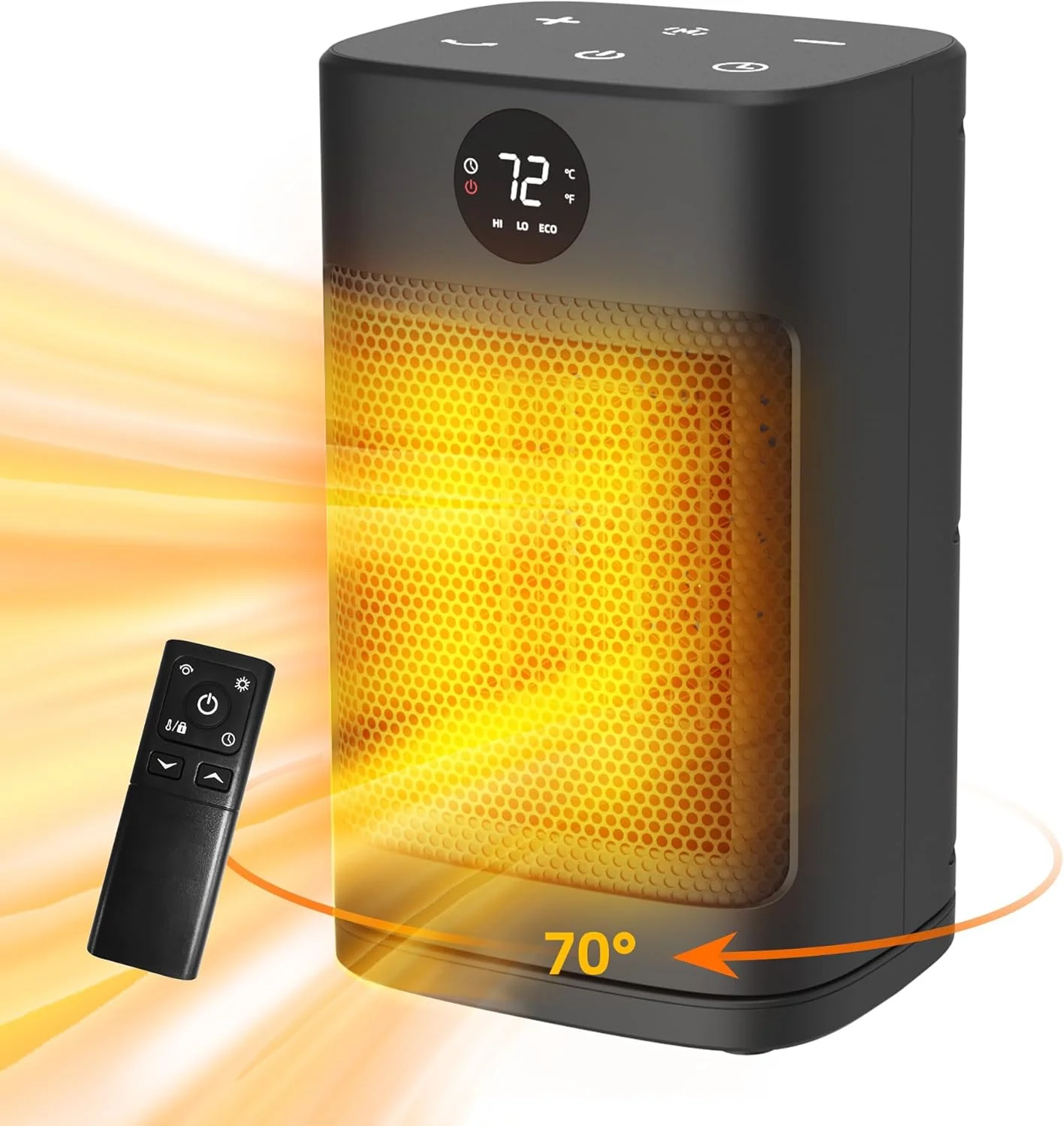 Image of Wewarm Space Heaters for Indoor Use, 1500W Portable Heaters with Remote and LED Display, PTC Ceramic Electric Heater with Thermostat, 70Oscillation, 12H Timer, Desk Heater for office, Room Home Bedroom