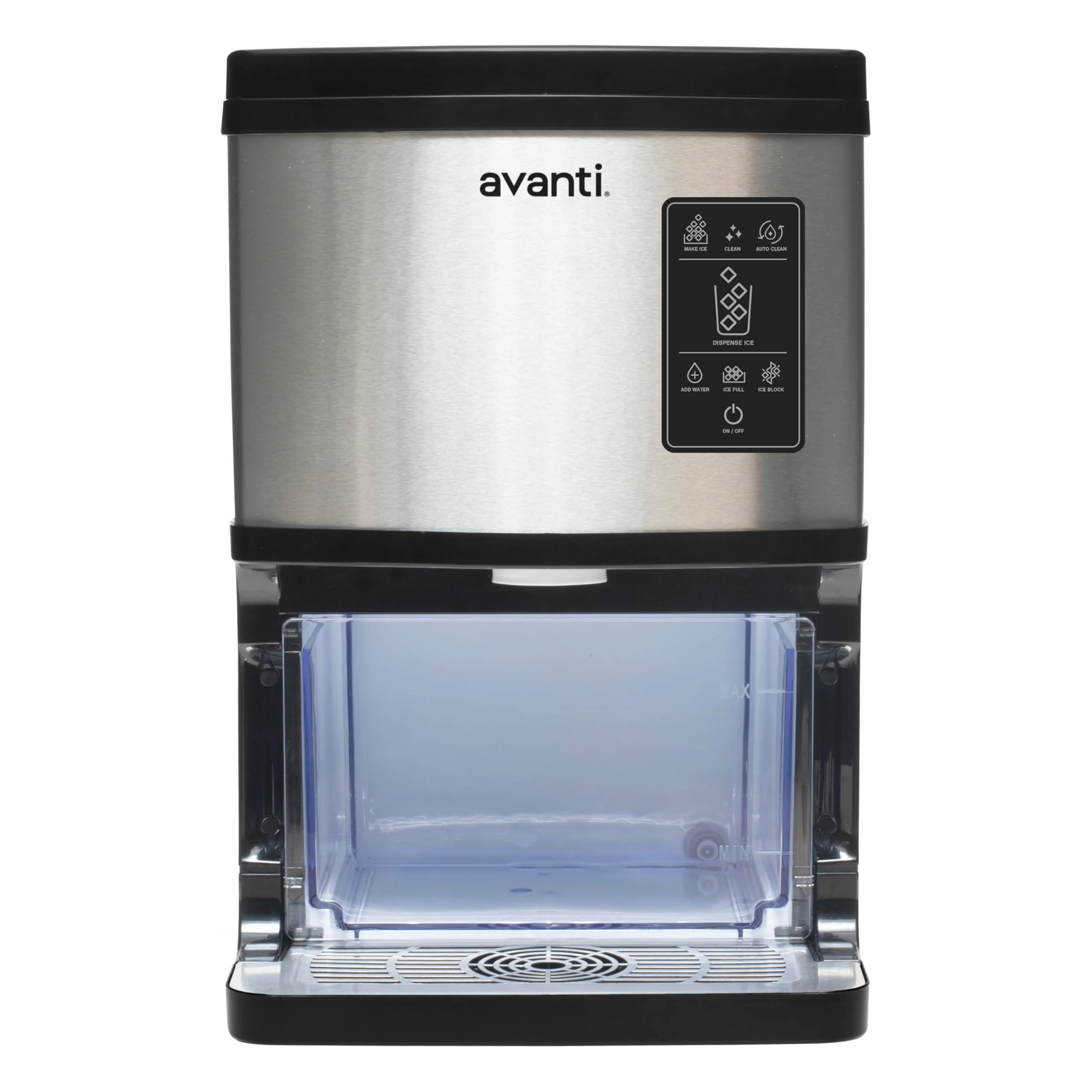 Image of Avanti Nugget Ice Maker with Digital Controls and Dispenser Countertop Use Self-Cleaning Makes 33lbs of Chewable Ice Per Day, Includes Ice Bin, 195-Watts, Stainless Steel 195 Watt Digital