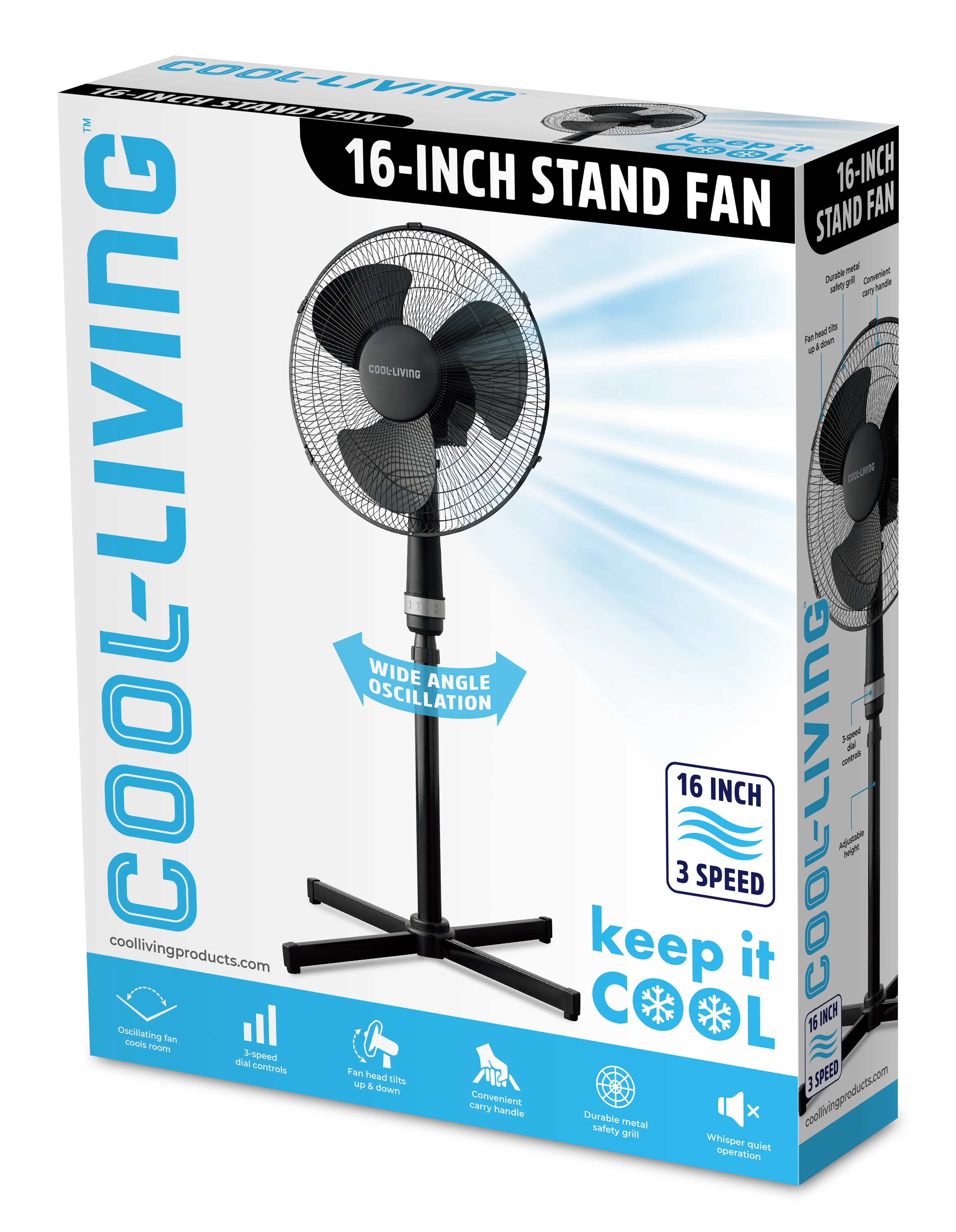Image of 16 Electric Oscillating Pedestal Fan, 3-speed Options, 90-Degree Oscillating Head, Adjustable Height and Tilt, Powerful Air Flow, Ideal for Home, Bedroom & Office,